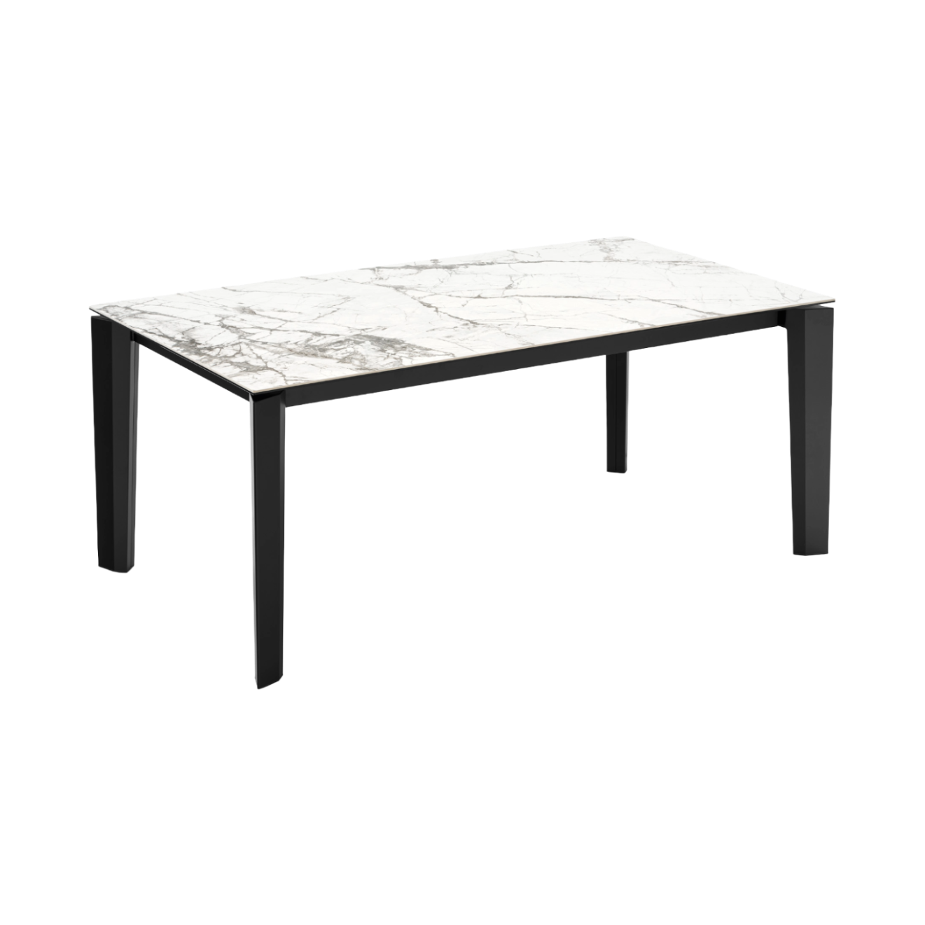 Rozkládací stůl DELTA s bílou deskou a černou základnou