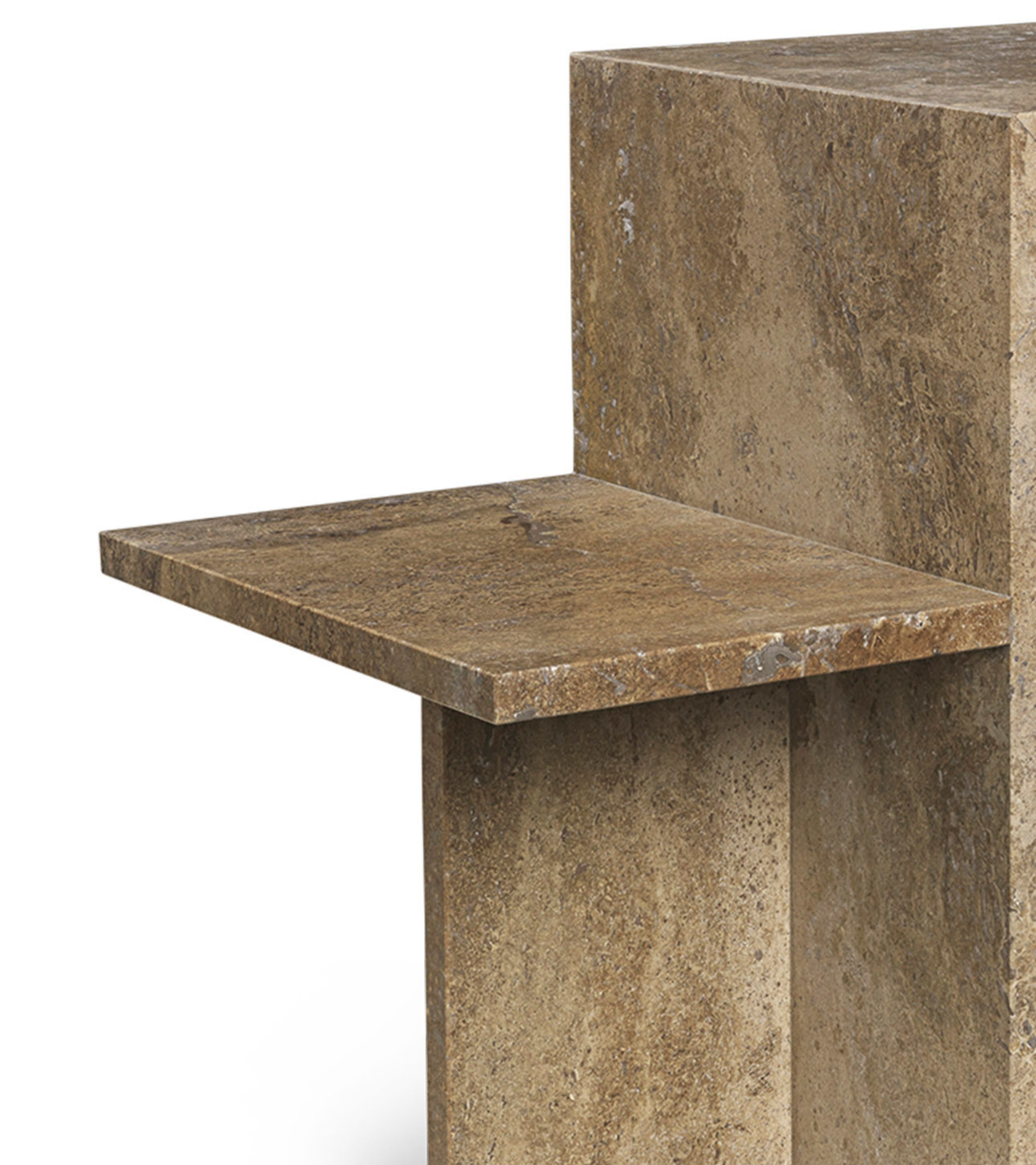 DISTINCT side table in dark brown travertine
