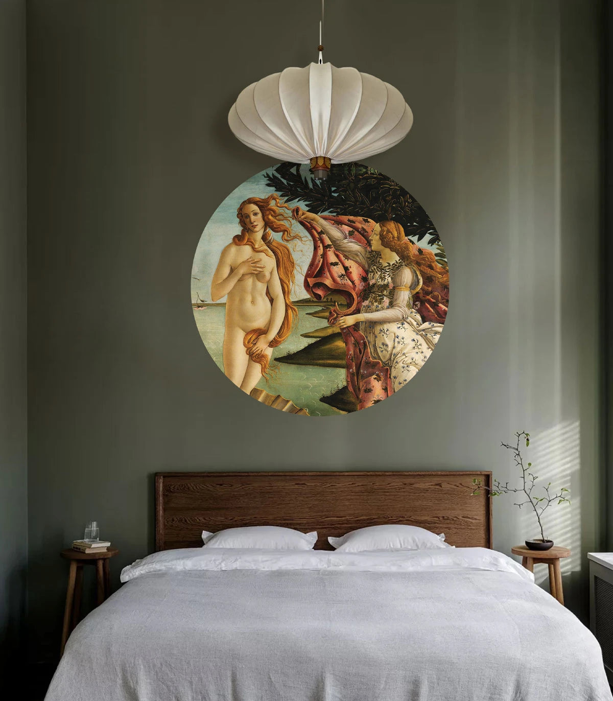 Circular Mural DOTS - BIRTH OF VENUS green with blue