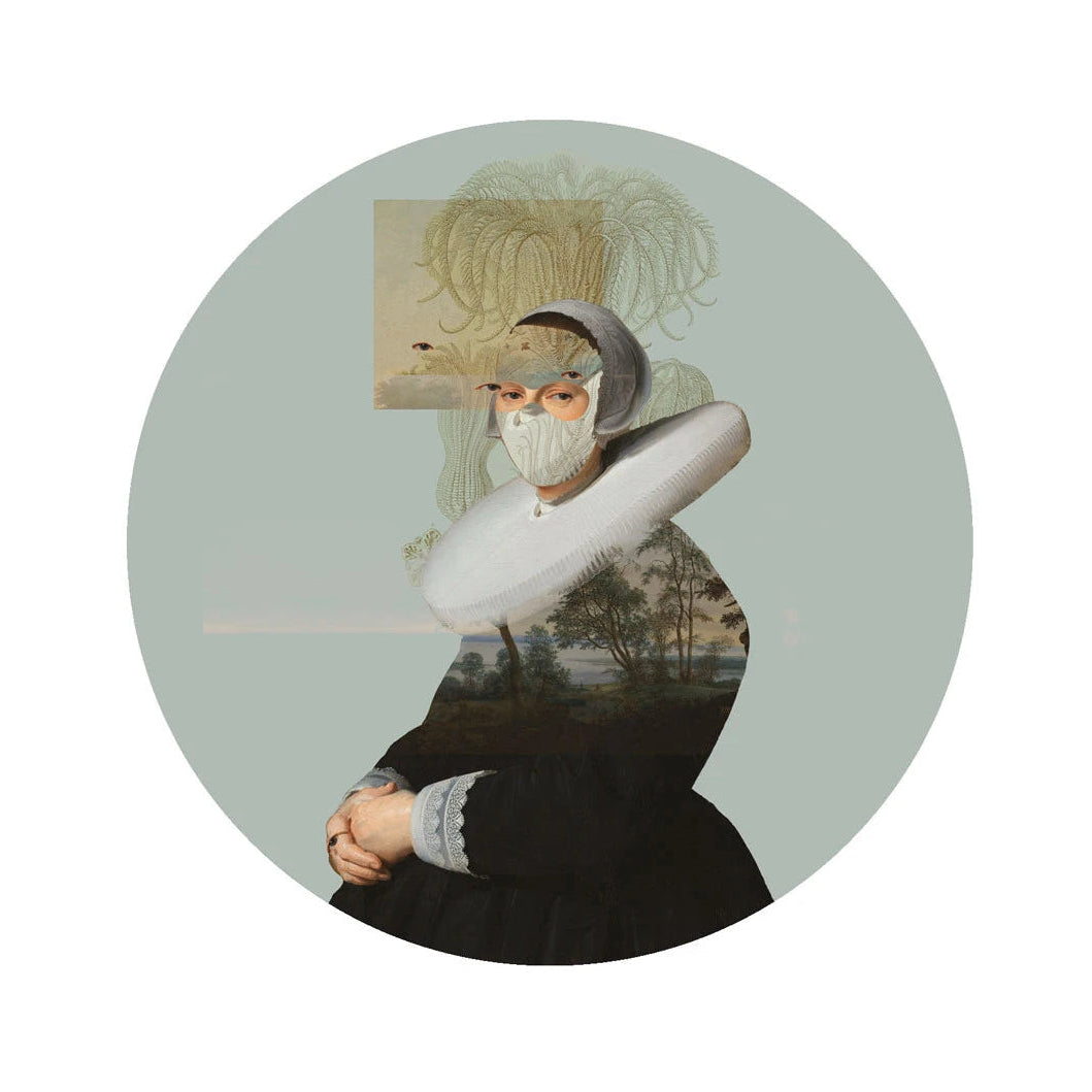 Circle-shaped mural DOTS - LANDSCAPE MUSE green