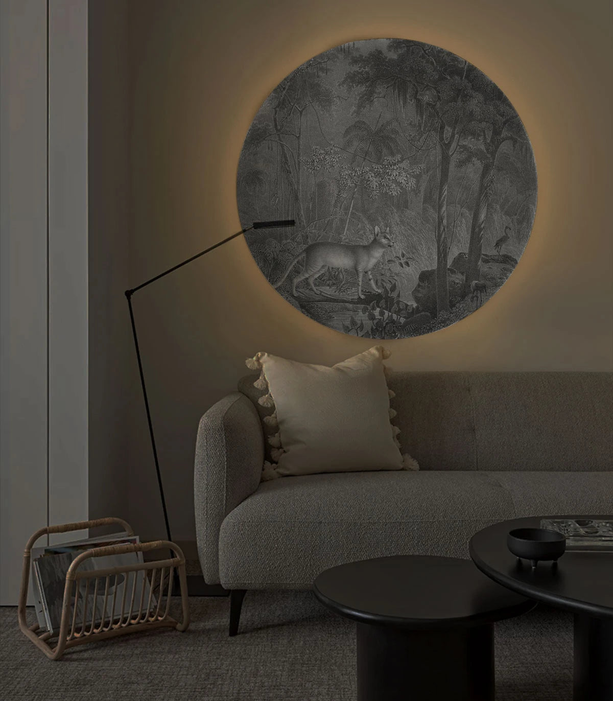 Nástěnná lampa DOTS LIGHTING - JUNGLE CAT šedá