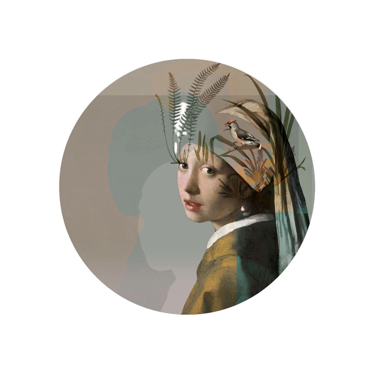 Nástěnná lampa DOTS LIGHTING - PŘÍRODNÍ DÍVKA S PERLOU béžová se zelenou