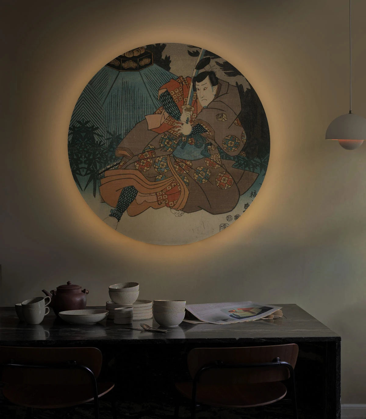 Nástěnná lampa DOTS LIGHTING - WARRIOR ETHOS béžová s modrou