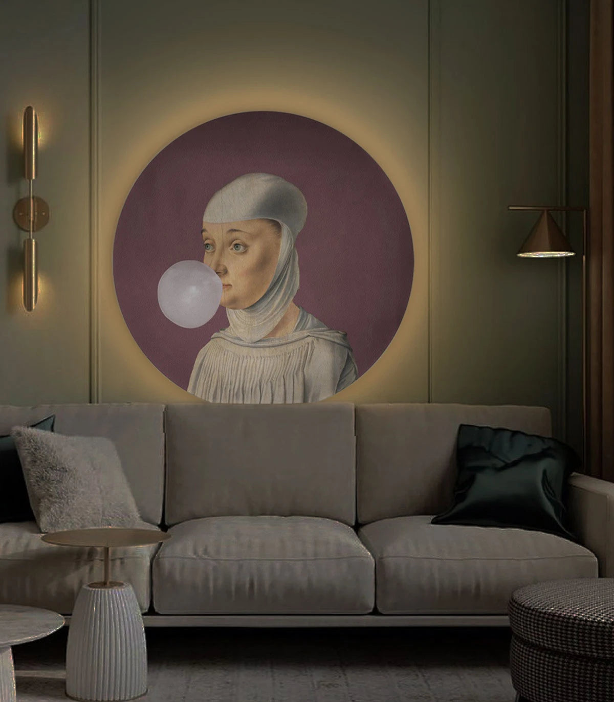 Wall Lamp DOTS LIGHTING - WOMAN WITH BUBBLE GUM dark purple