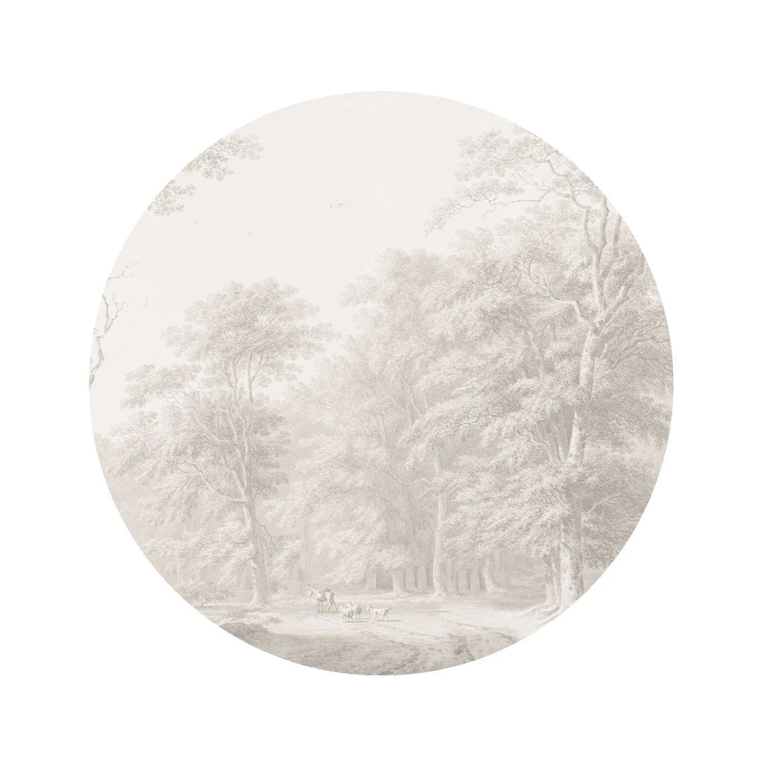 Nástěnná malba ve tvaru kruhu DOTS - AKVARELOVÝ HAJ bežový