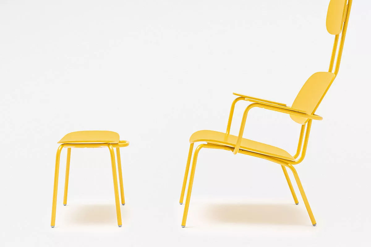Fotel z zagłówkiem NEW SCHOOL LOUNGE niebieska podstawa – .mdd