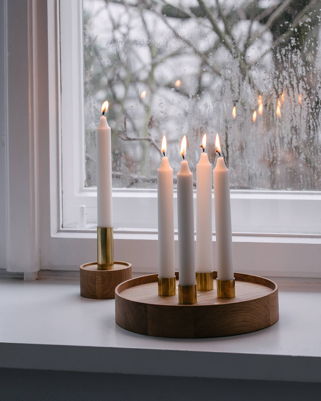 ENLIGHTENMENT 4 green candle holder with brass