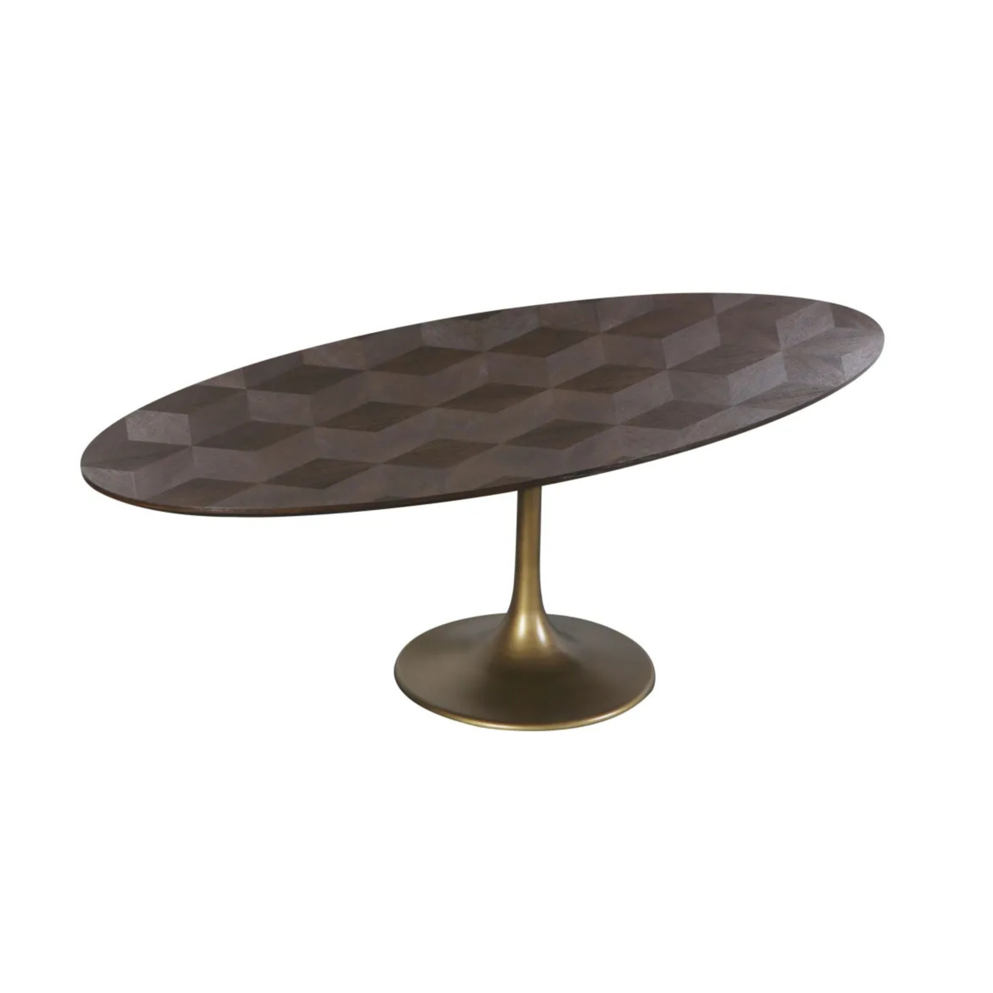 LUXOR brown oval table with a gold base