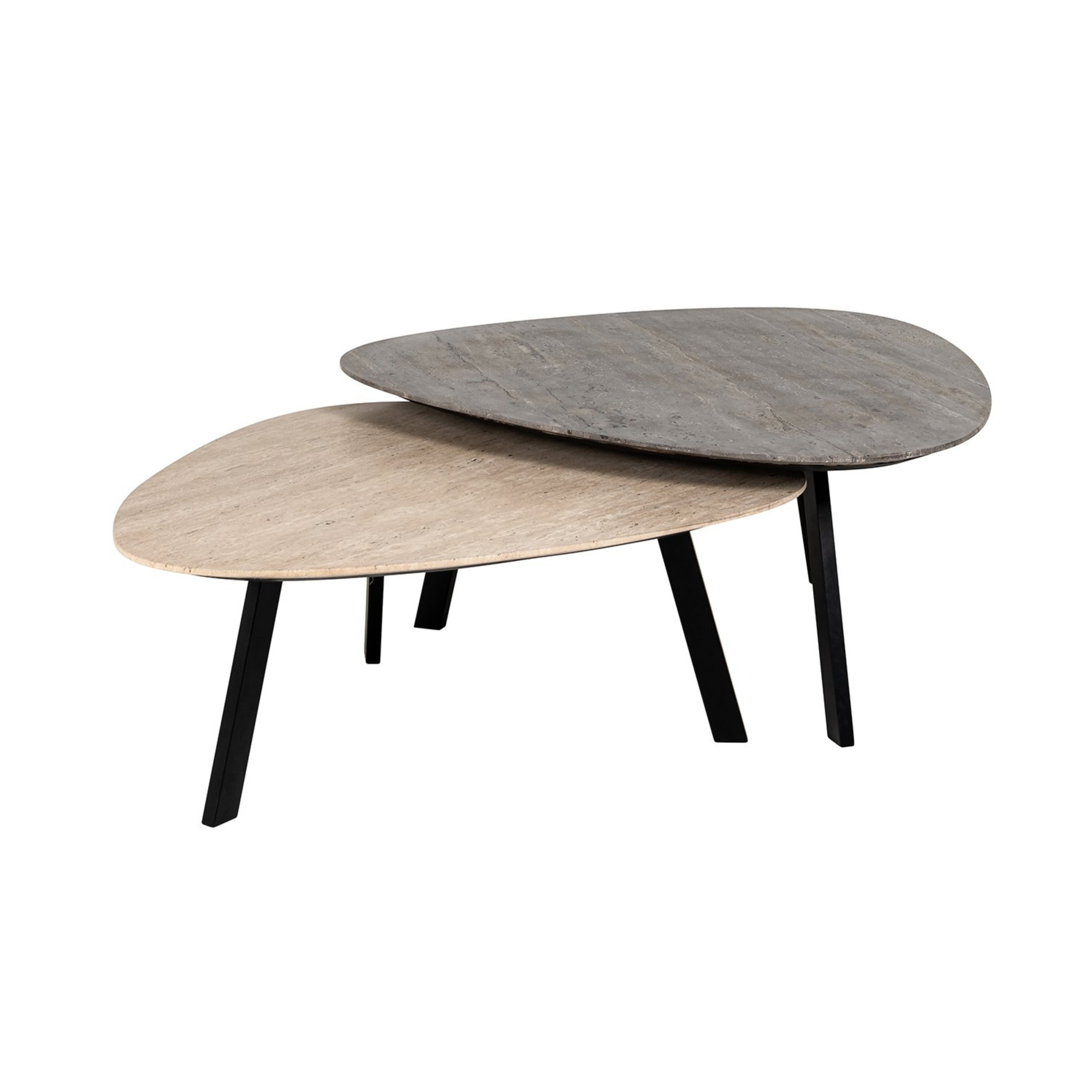 Sada konferenčních stolků SPENCER mramor a travertin