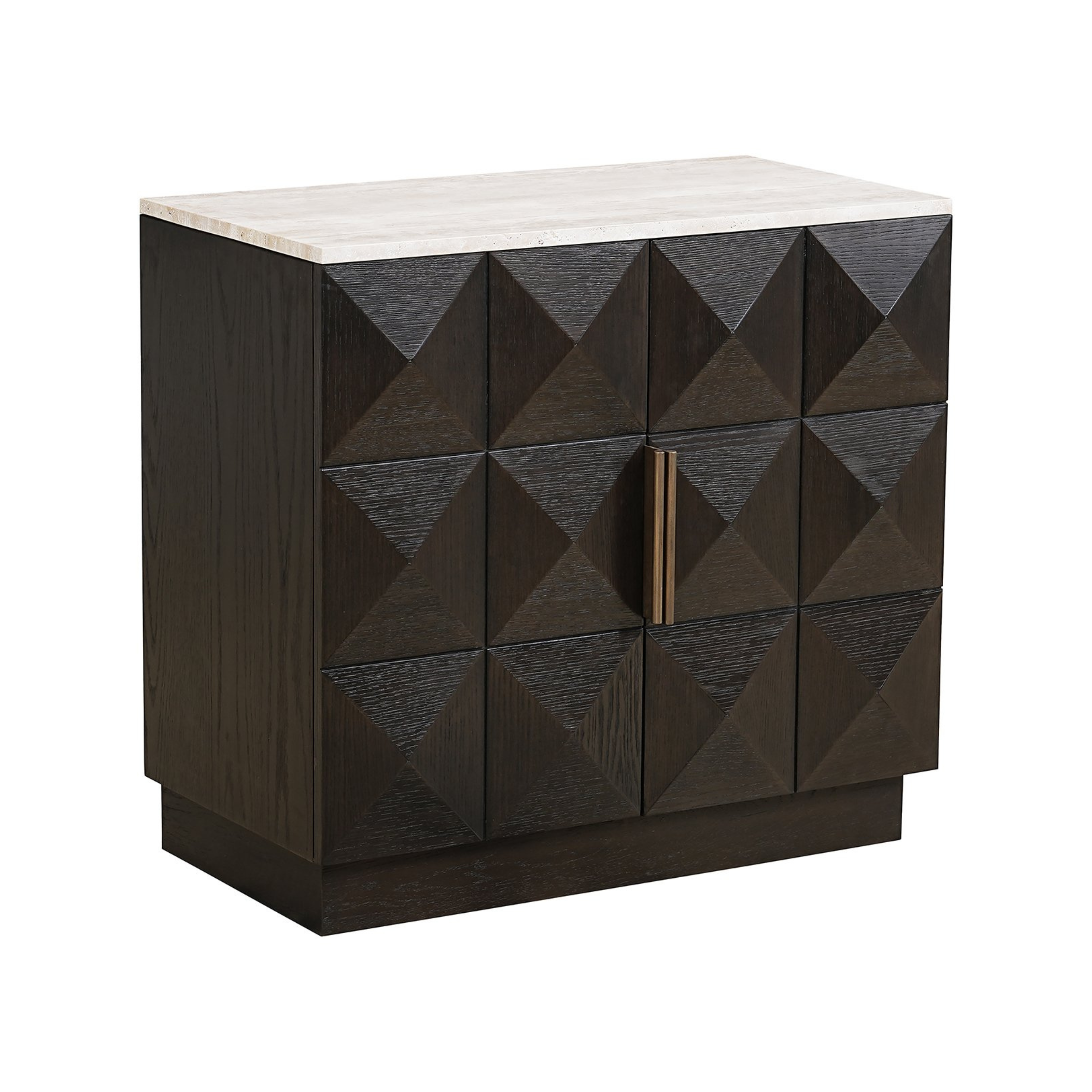 2-door CLAREMONT chest of drawers brown with beige stone