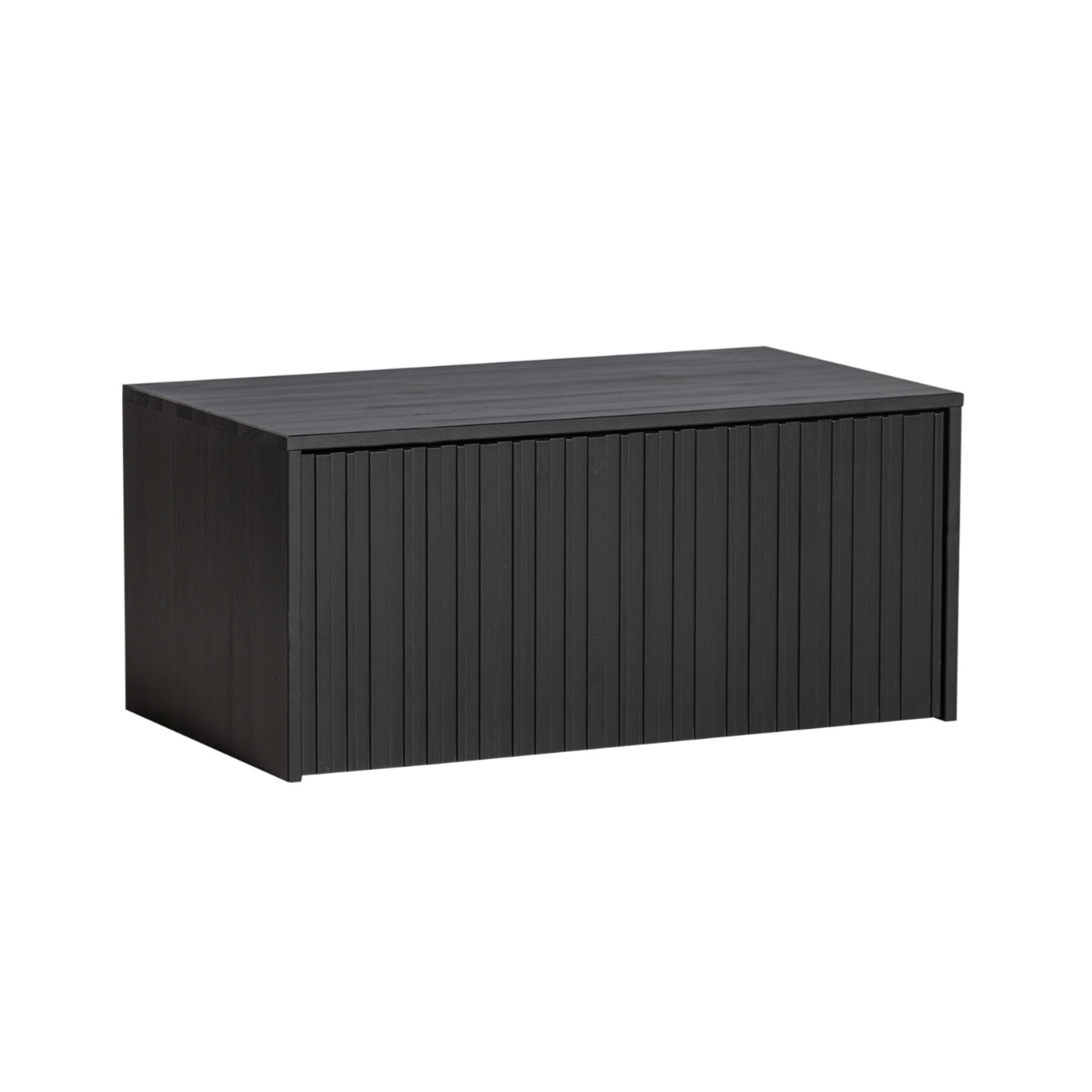 Bench with gravure drawers black pine wood