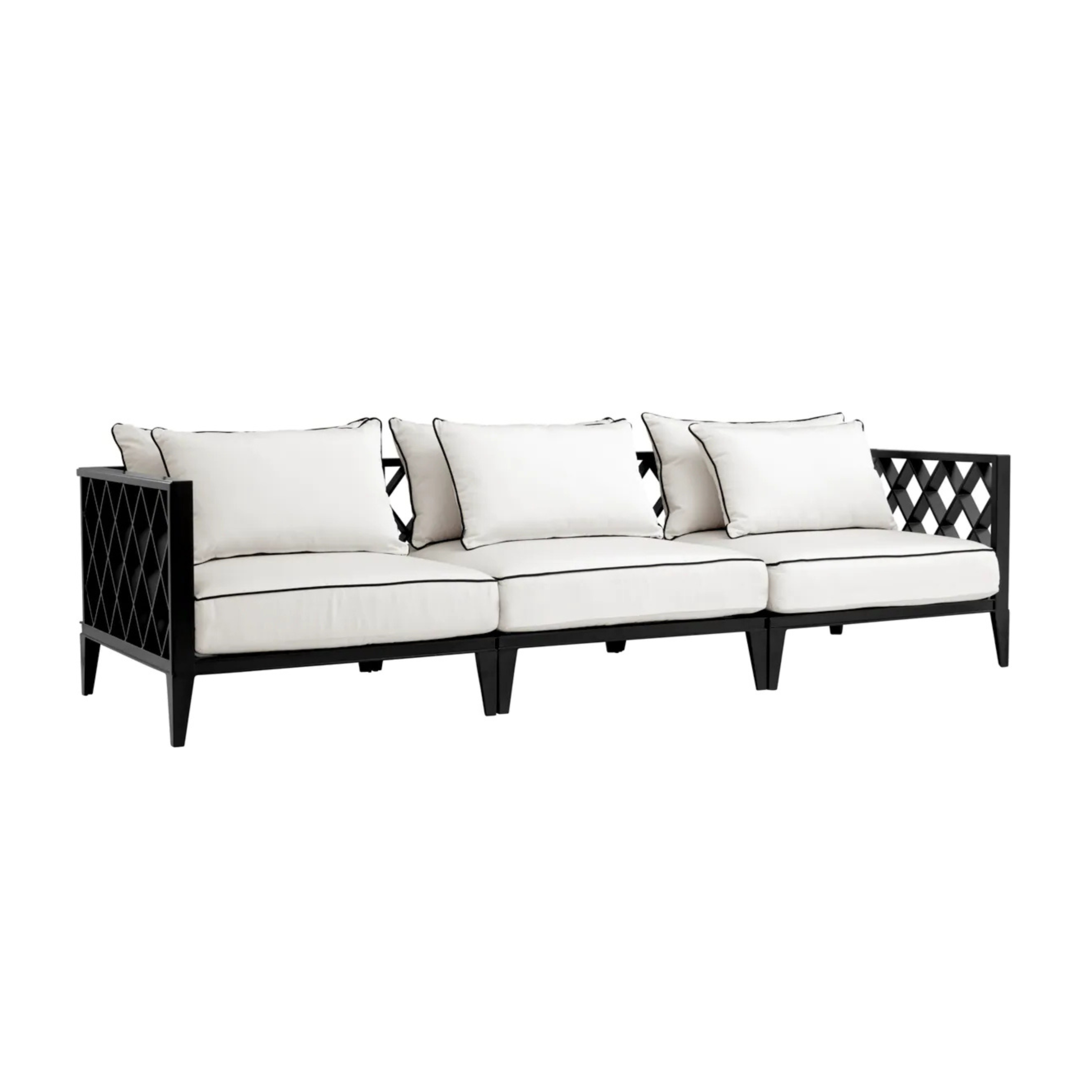 3-Seater Outdoor Sofa OCEAN CLUB Black with Cream