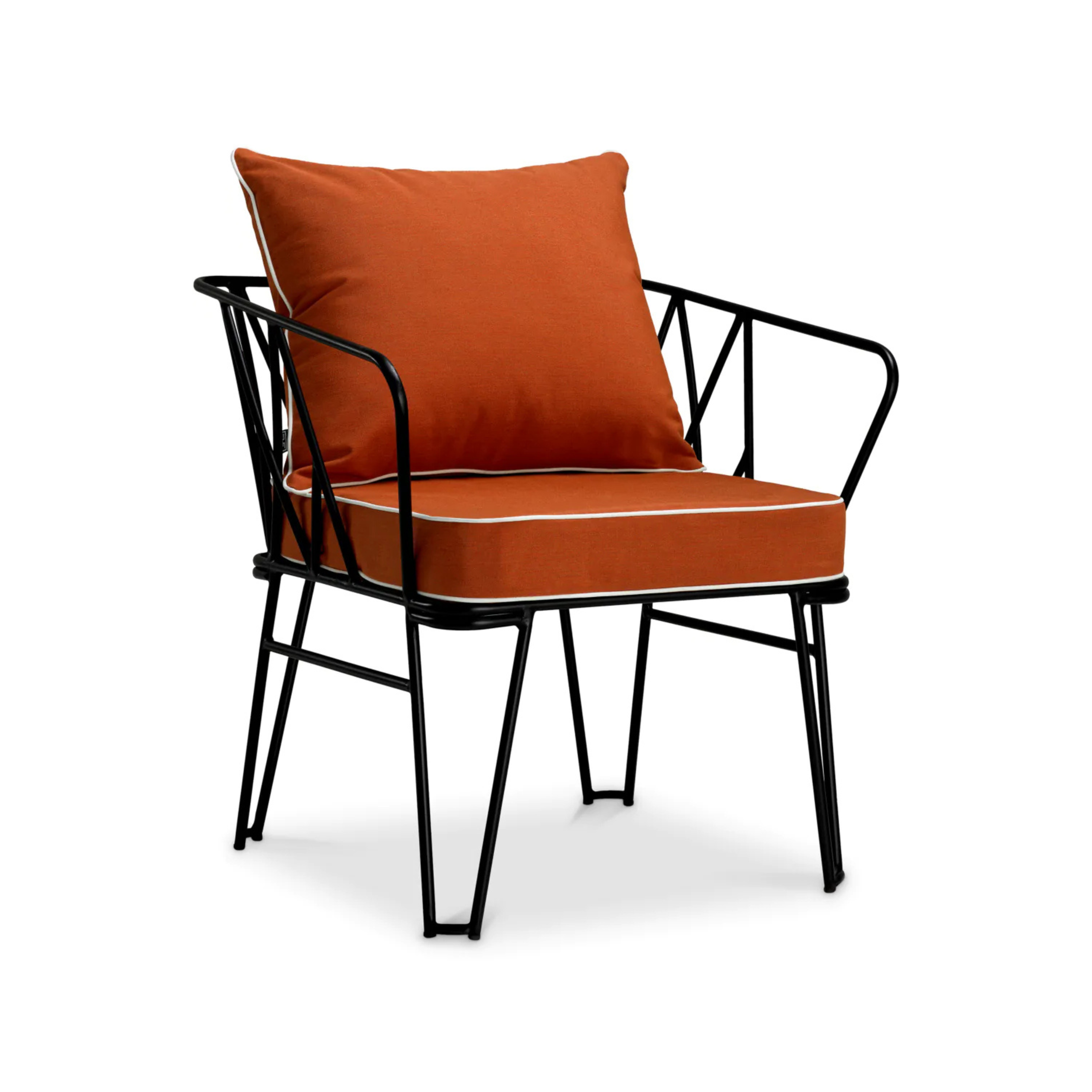 CLIFTON outdoor armchair orange with black base