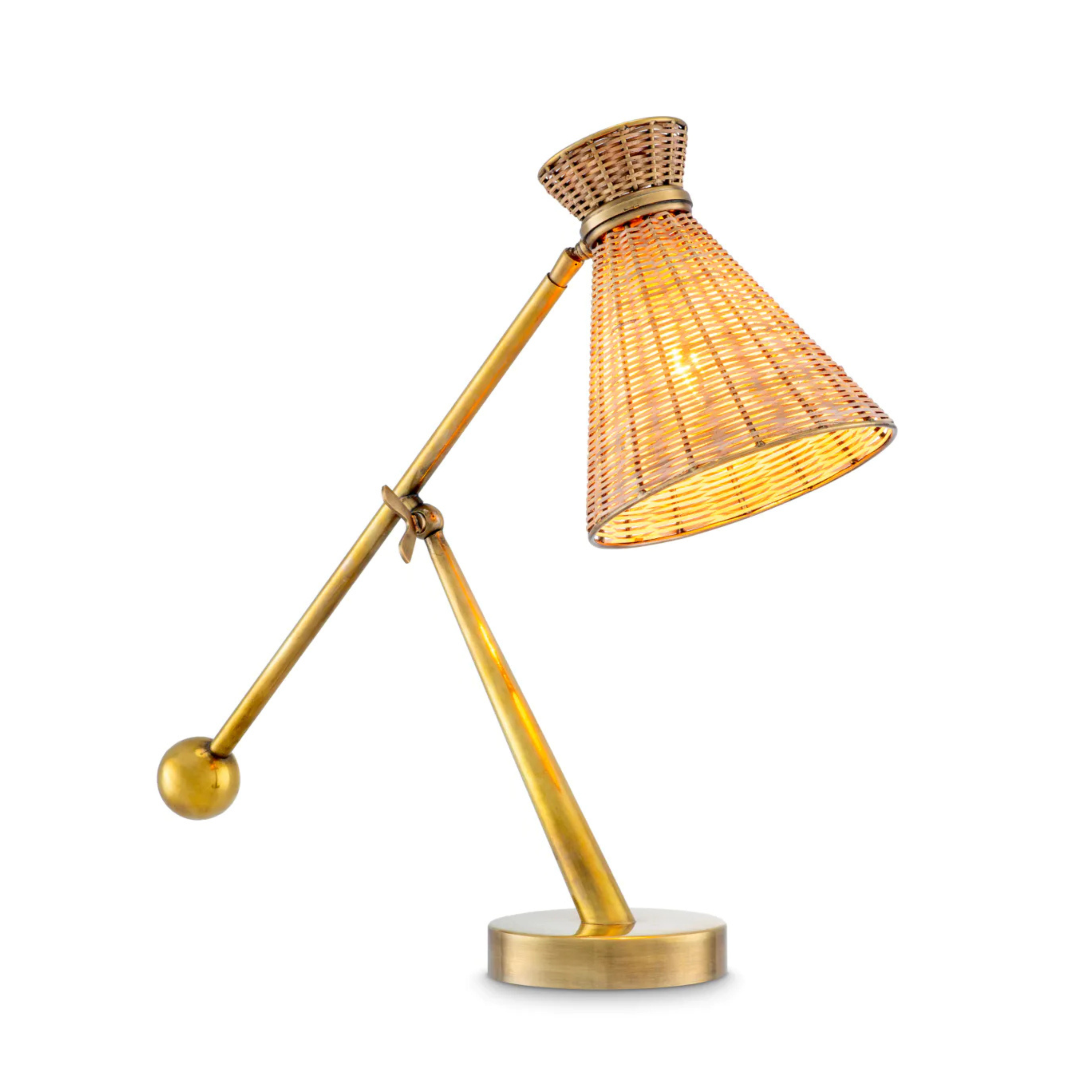 Stolní lampa KON TIKI ratan s antickým zlatem