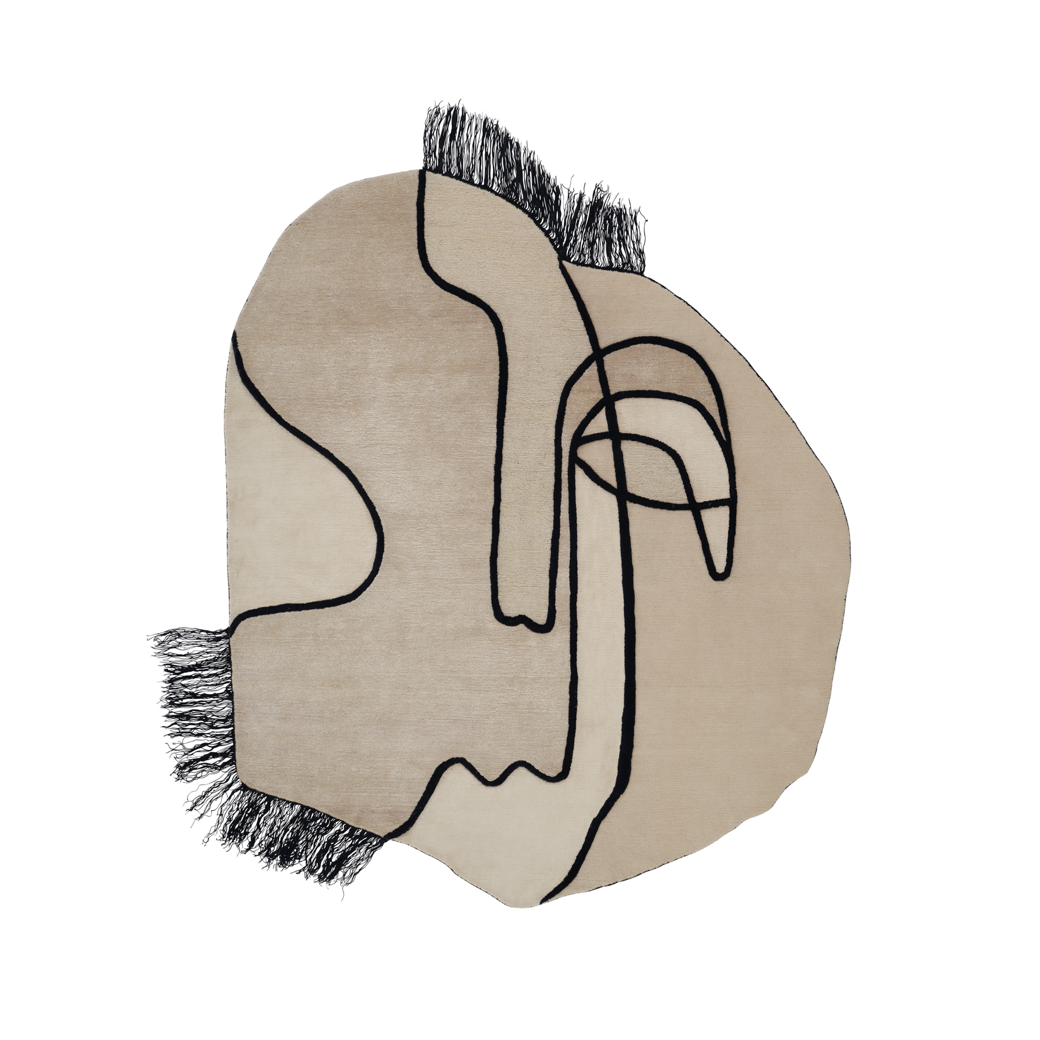 Decorative rug SLANTED SELF beige with black