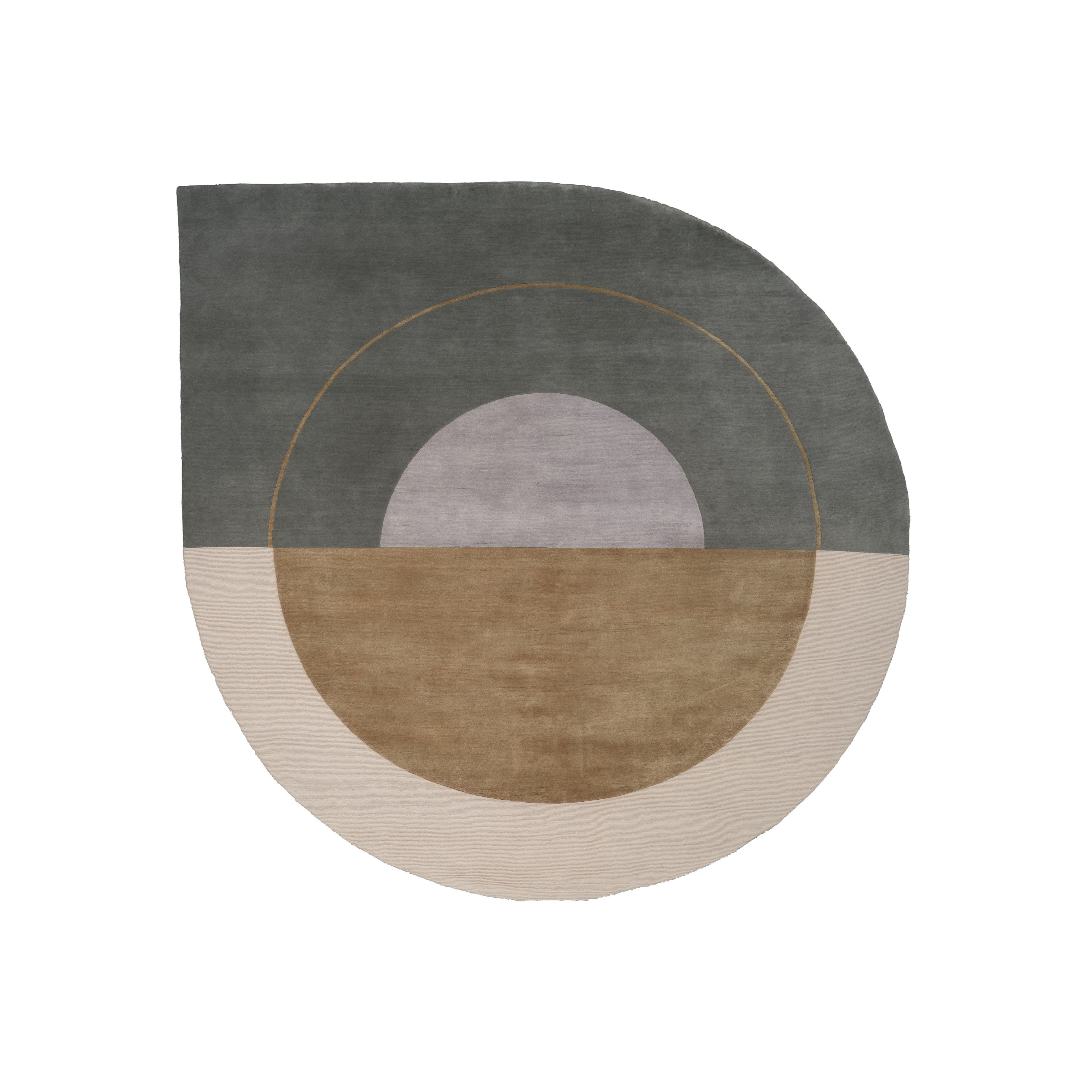 RISING GEMINI Round Rug - COMBI Gray with Beige