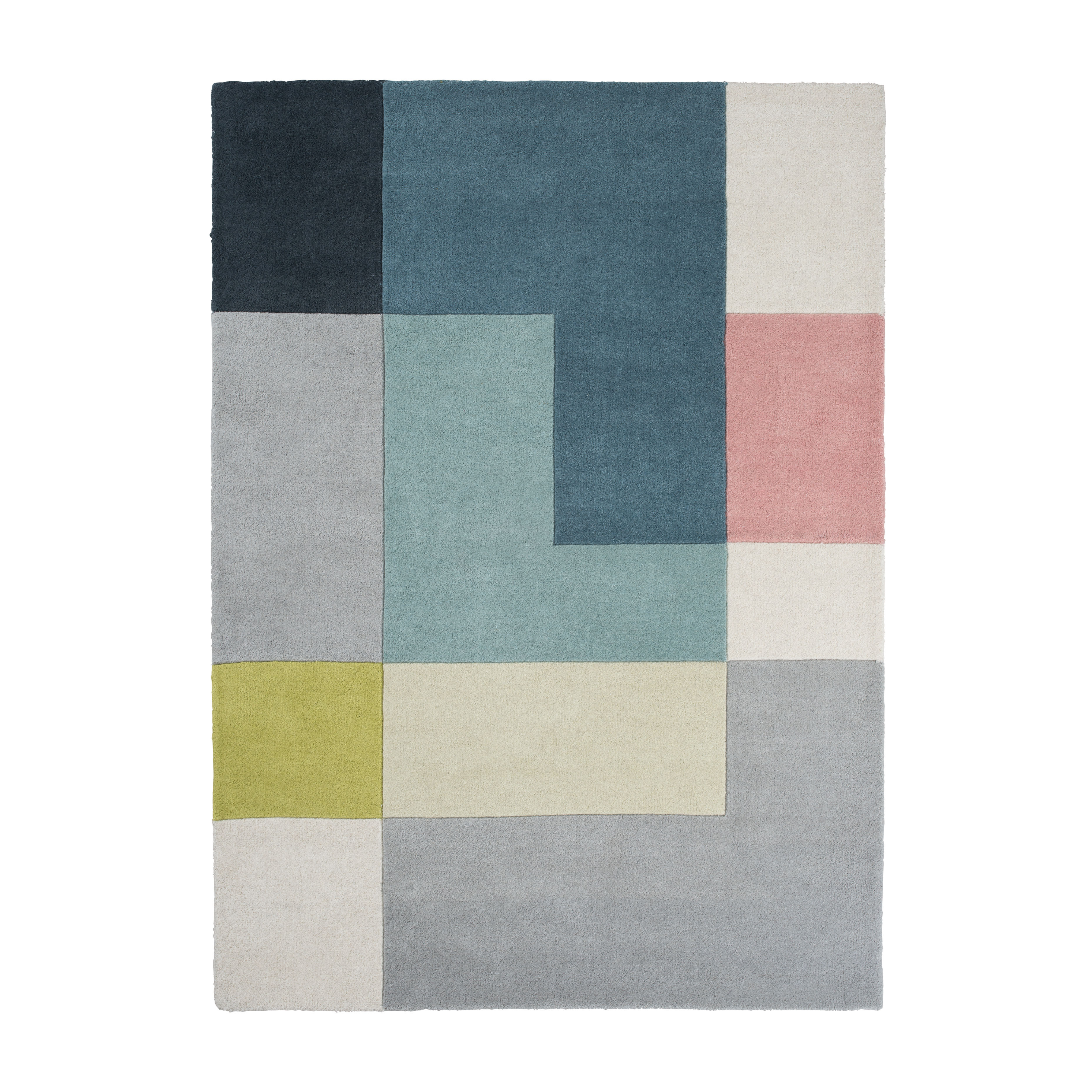 OMETRI Rug - LIME gray with blue