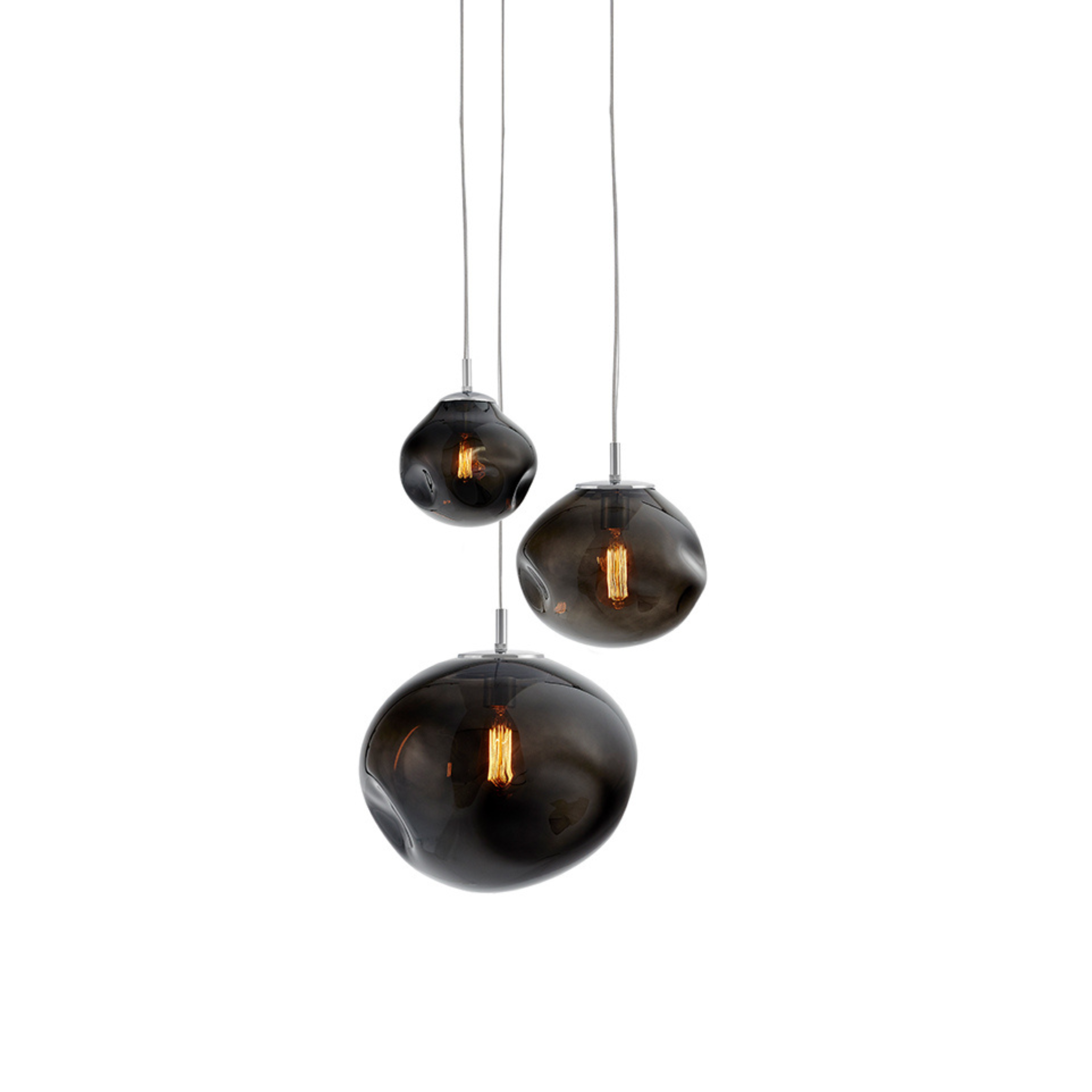 Závěsná lampa tříbodová AVIA 3 kouřově černá se stříbrným povrchem