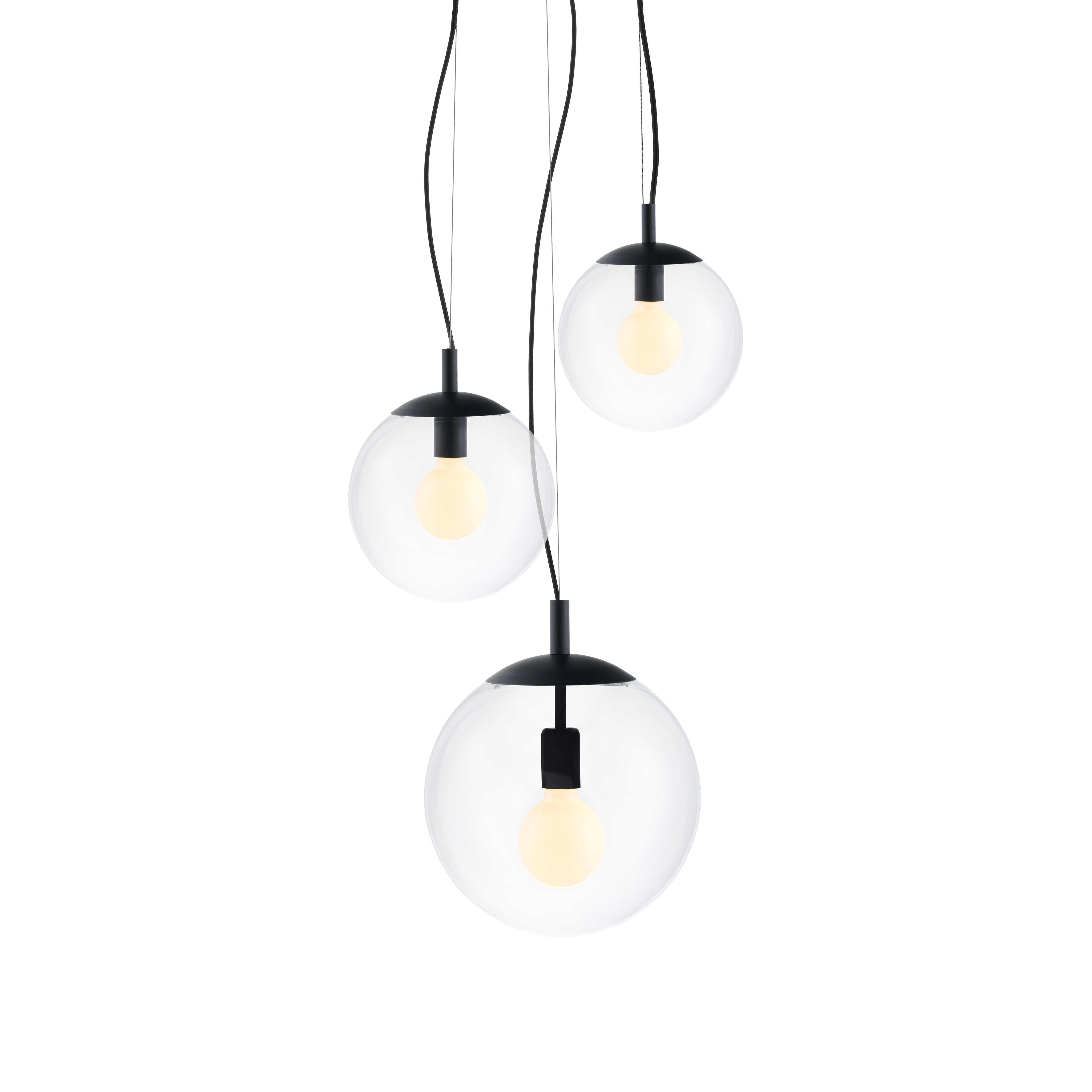Stropní lampa ALUR 2 průhledné sklo s černým povrchem