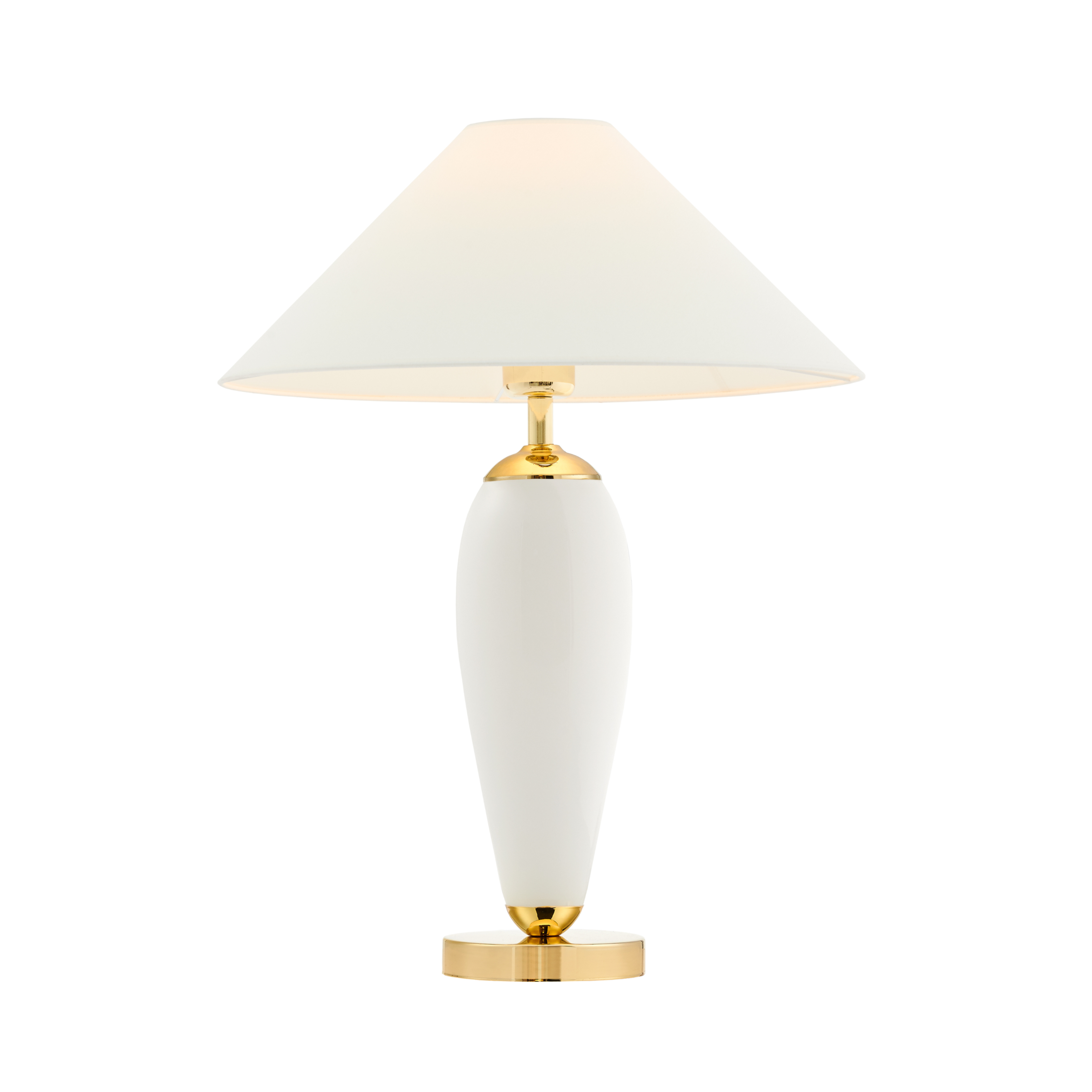 Stolní lampa REA bílá s mléčným podstavcem a zlatým povrchem