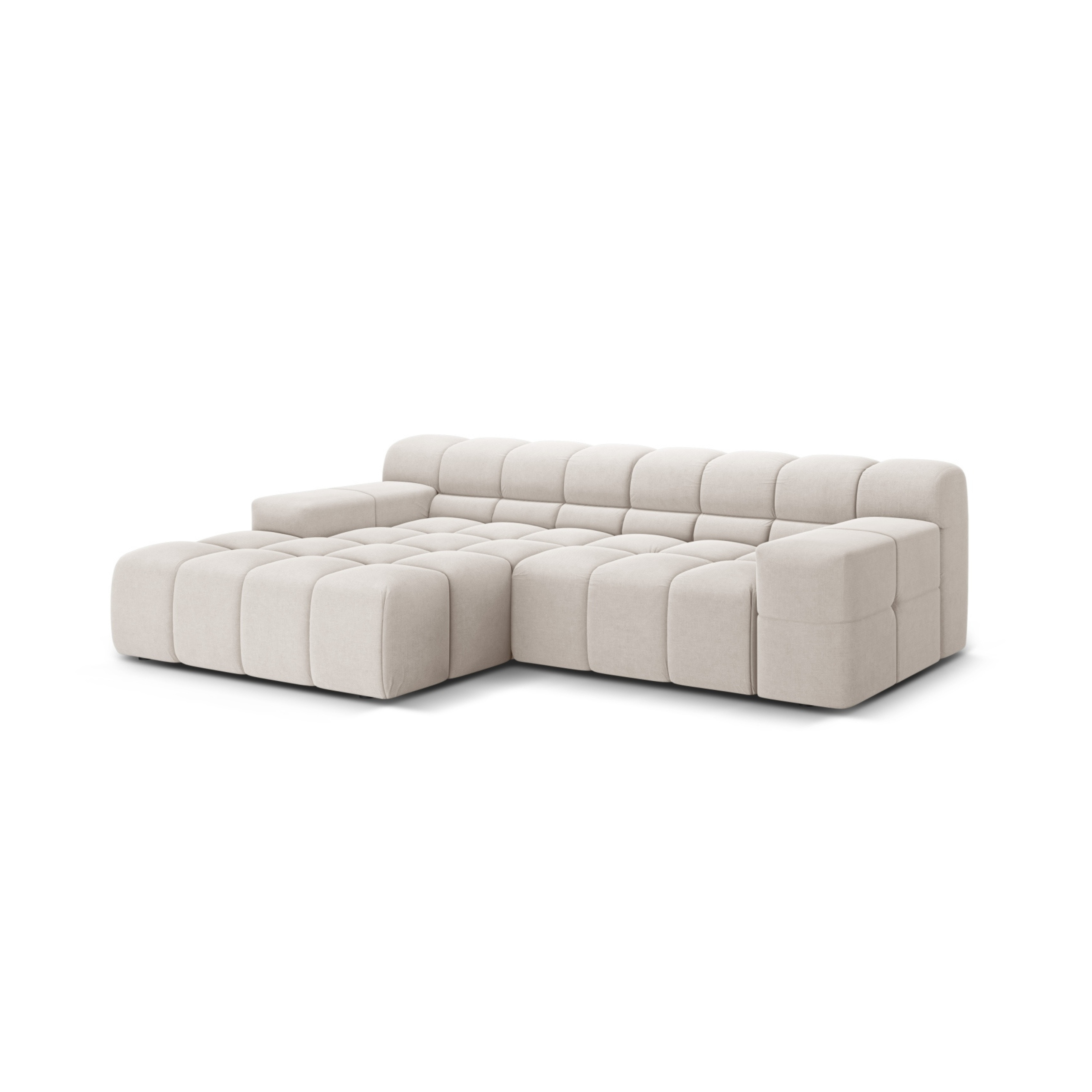 Left-facing 2-seater corner sofa AGAVE light beige chenille