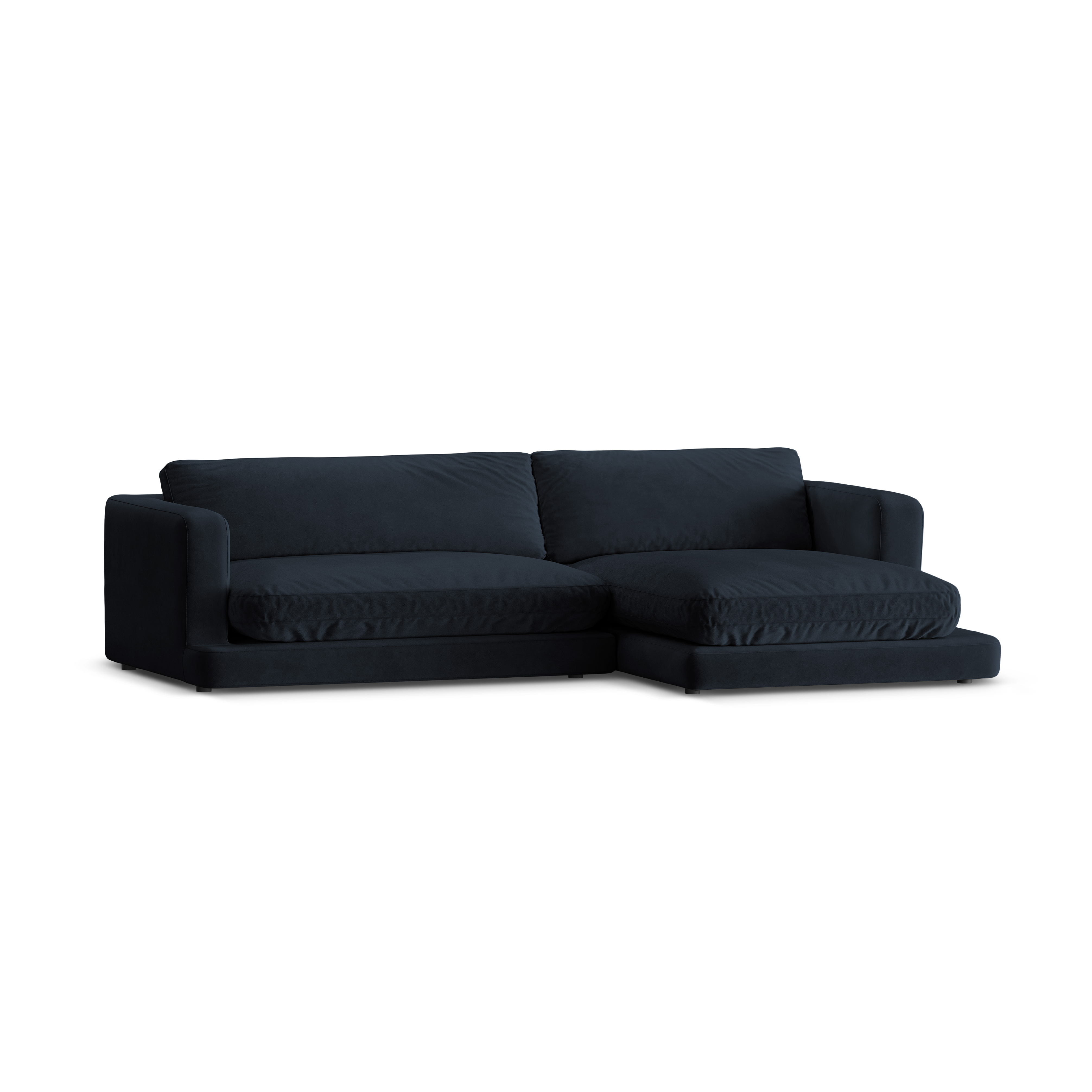 Right-facing velvet corner sofa DAPHNE navy blue