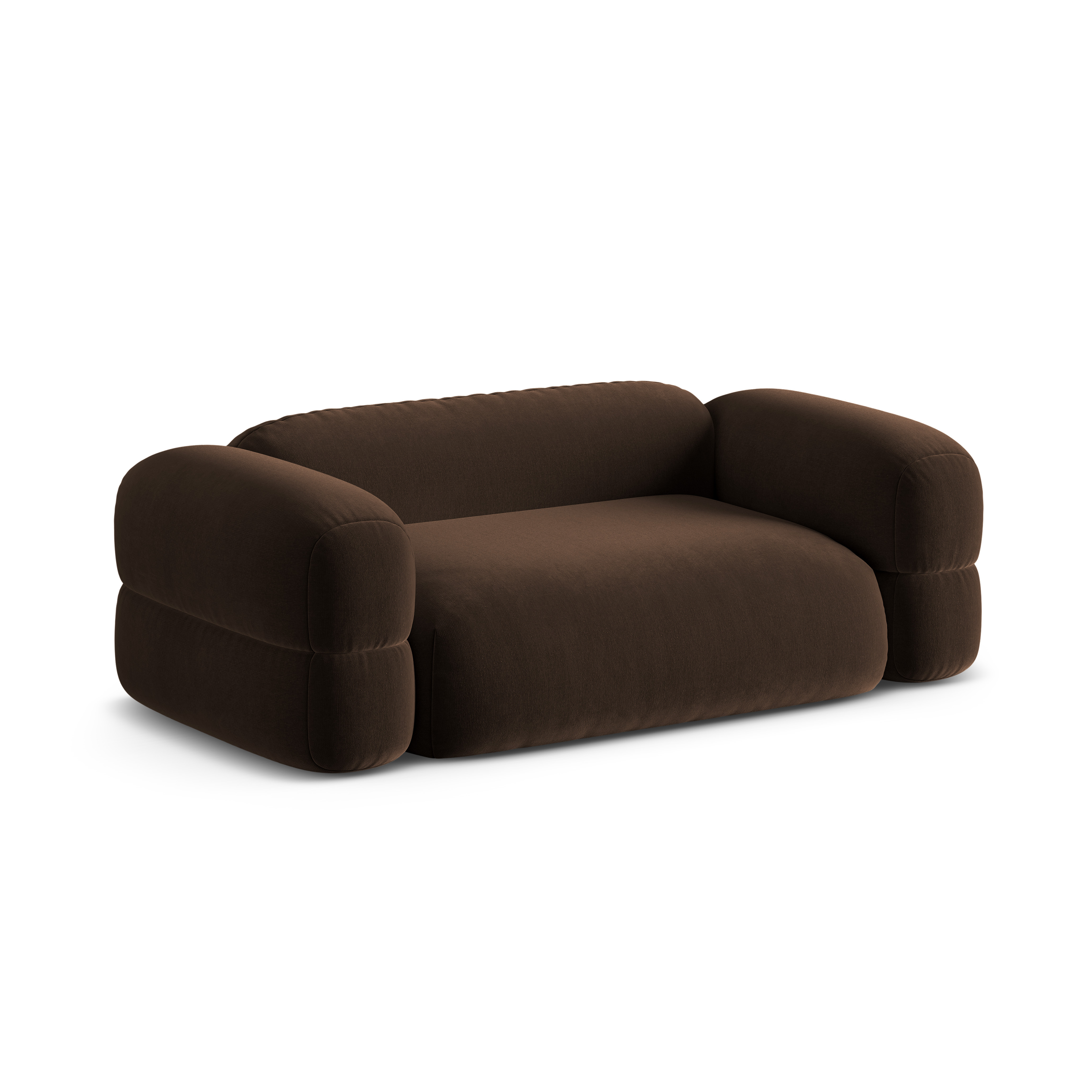 Sofa sametová 3-osobová ROGER čokoládová