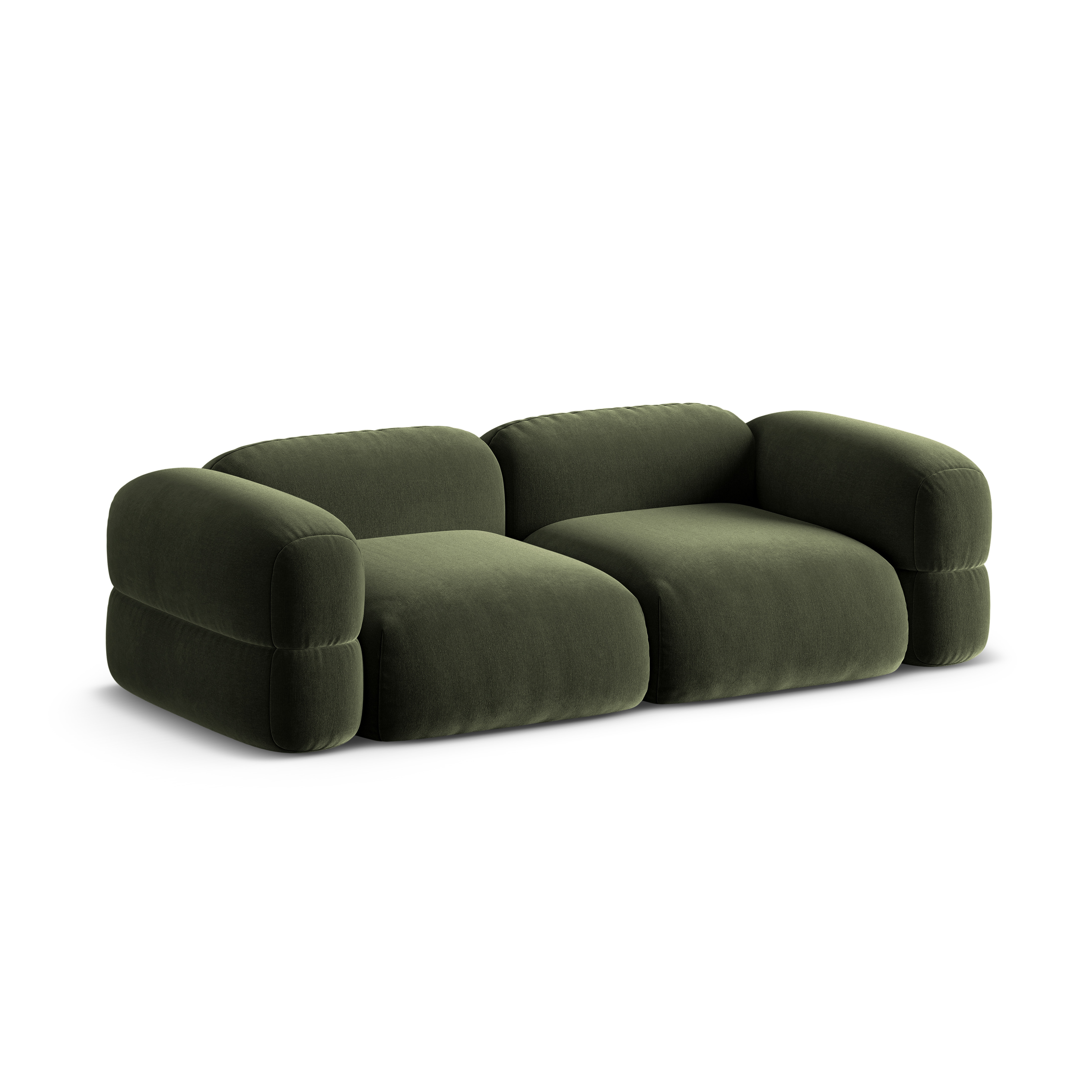 Velvet sofa for 4 people ROGER olive
