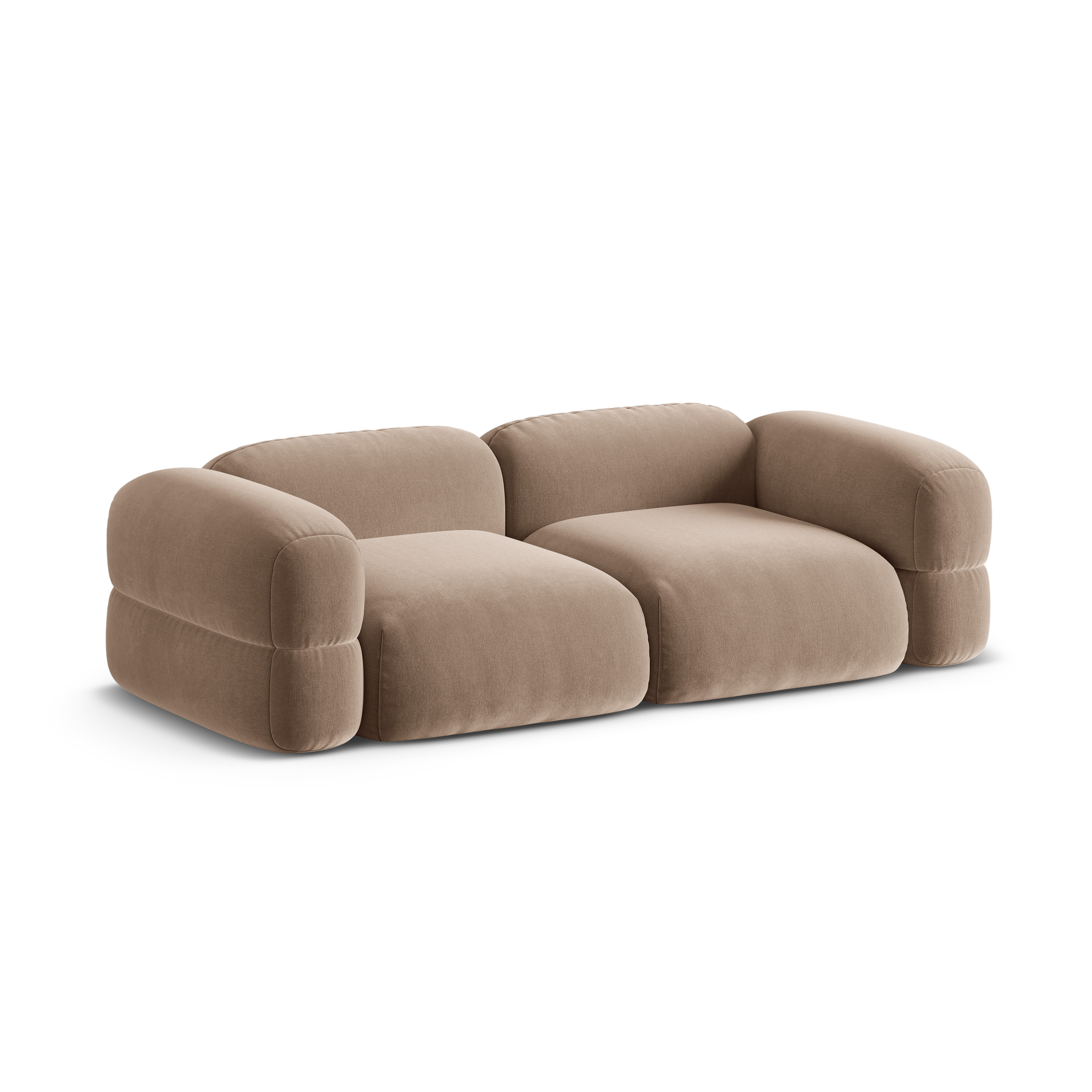Sofa sametová pro 4 osoby ROGER tmavě béžová