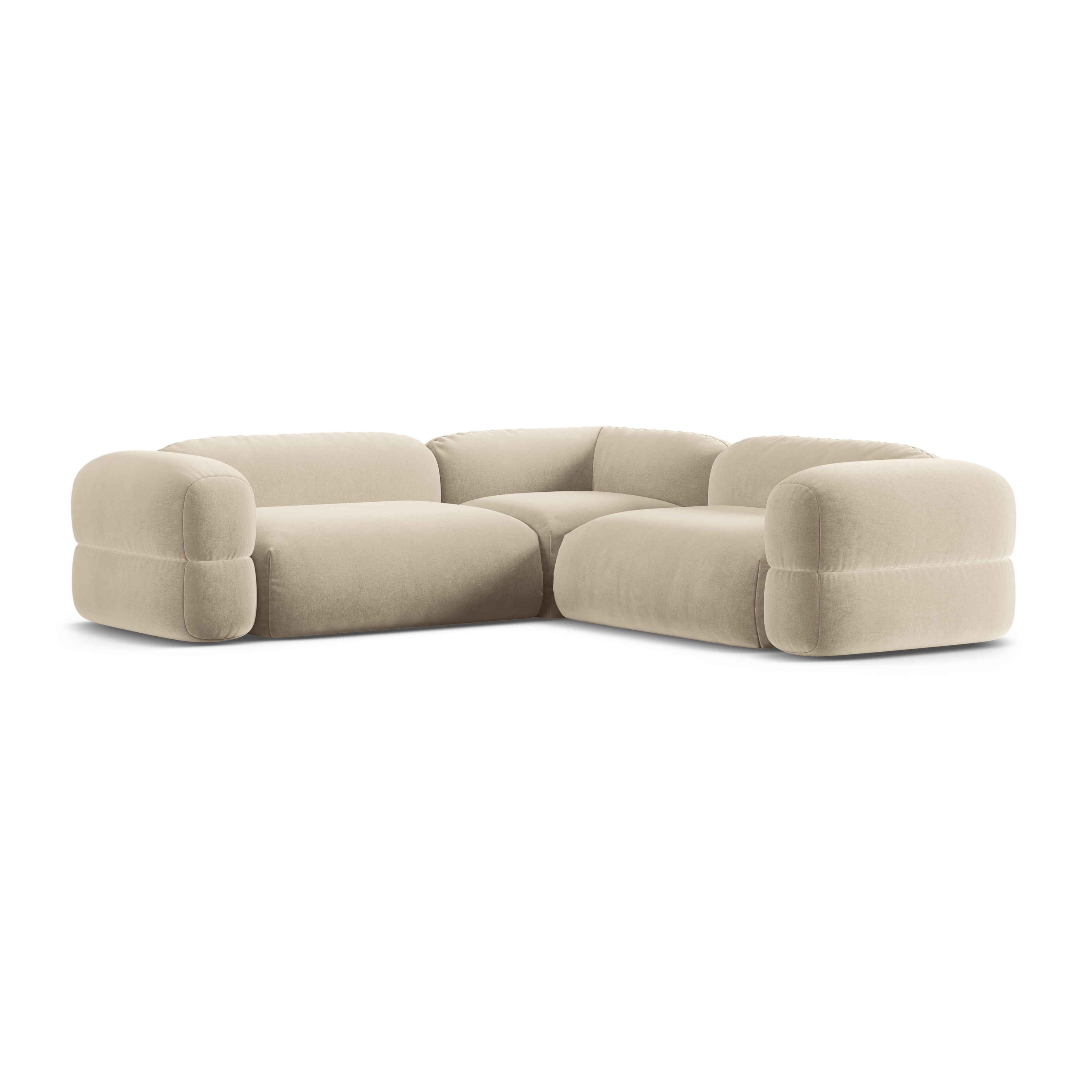 Symmetrical Velvet Corner Sofa ROGER Light Beige