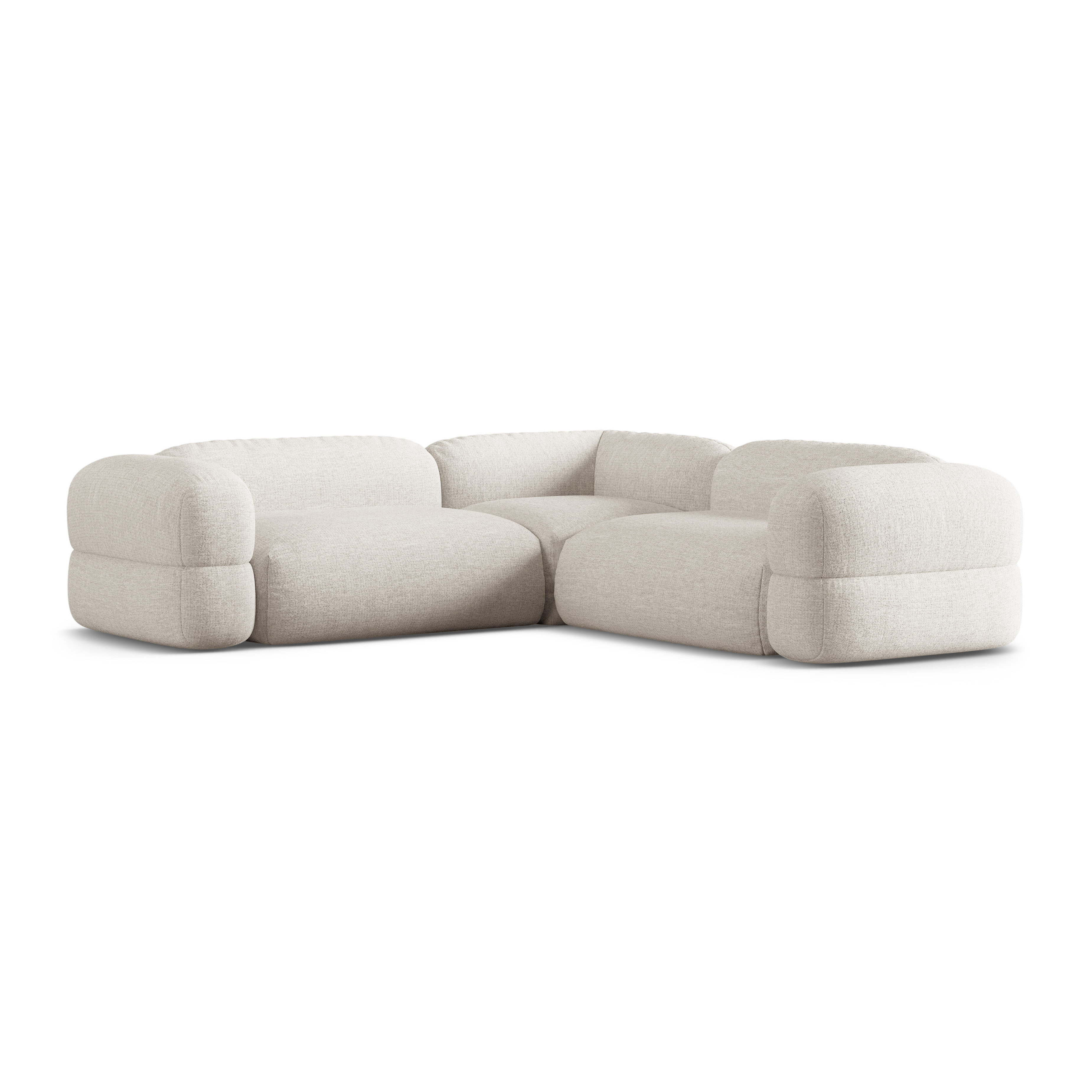 Symmetrical Corner Sofa ROGER Beige Chenille