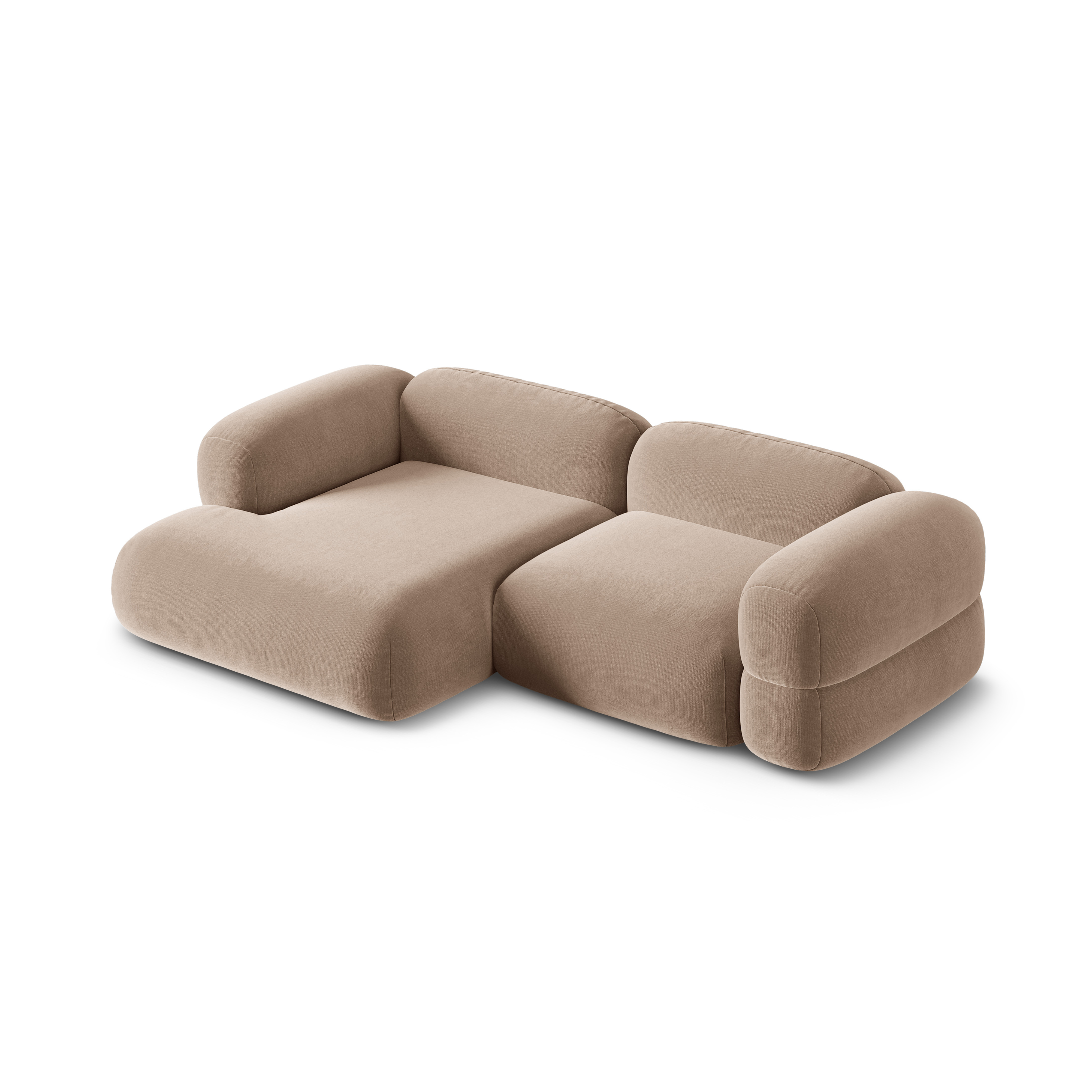 Left-facing velvet corner sofa ROGER in dark beige