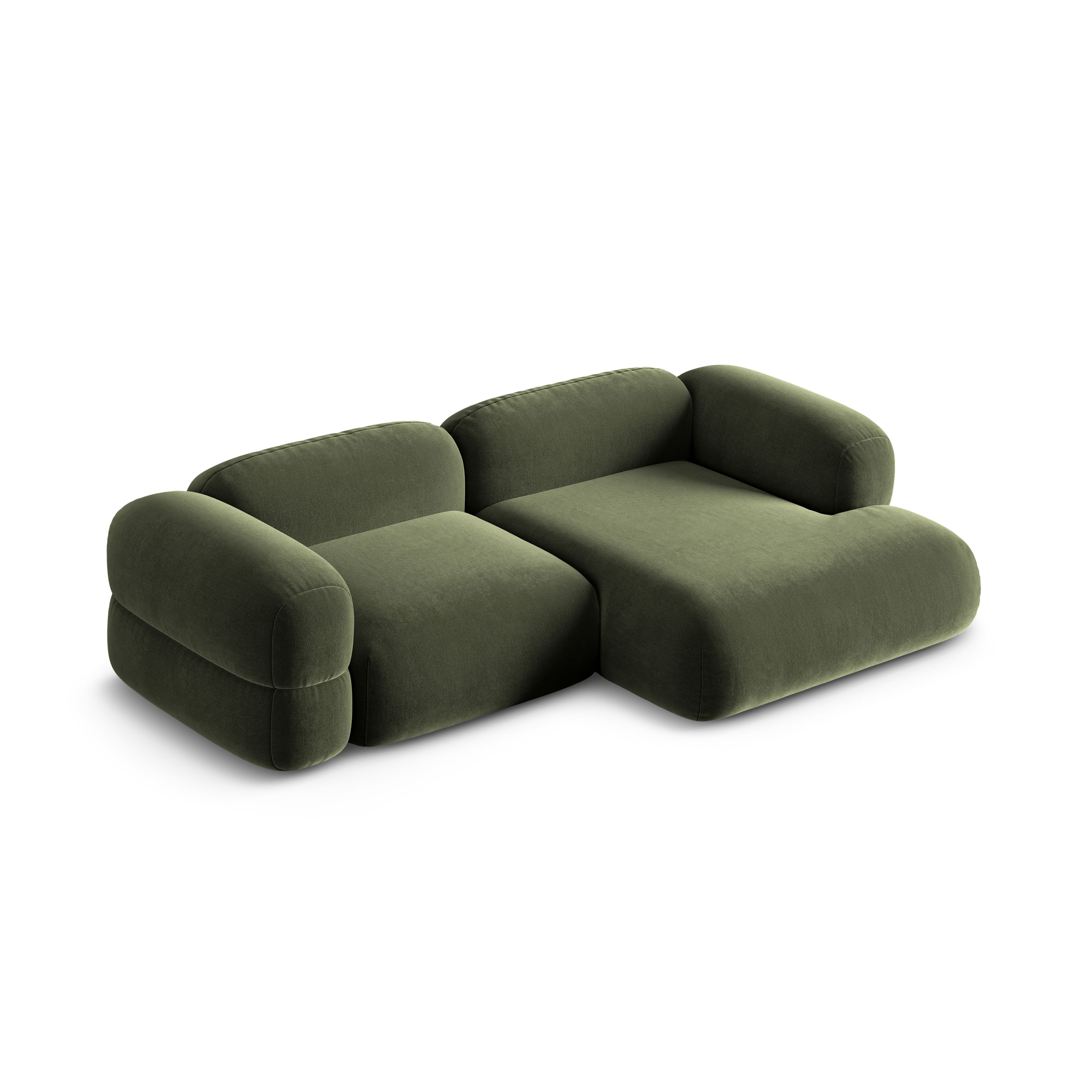 Right-facing velvet corner sofa ROGER olive