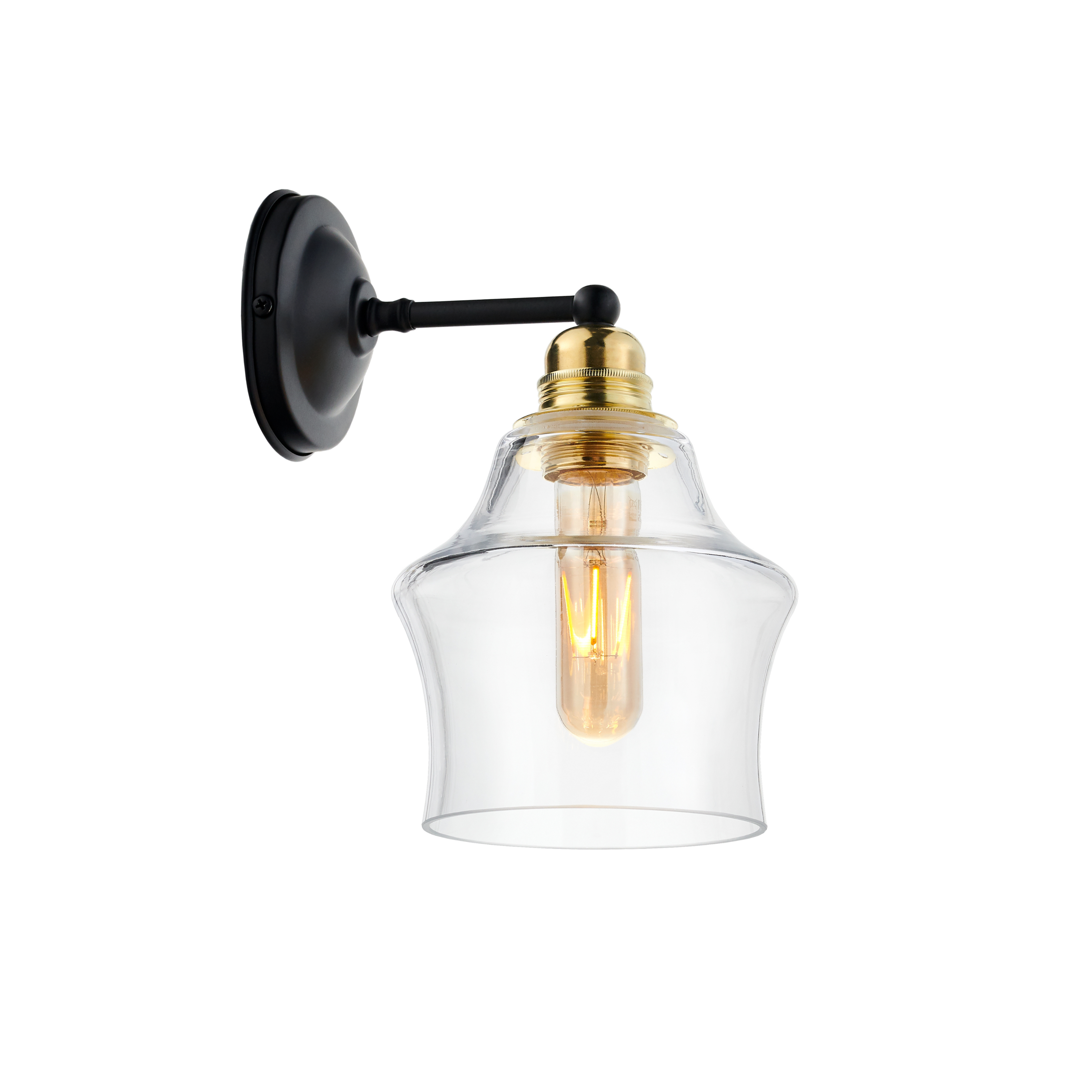 LONGIS II wall lamp transparent with black and gold