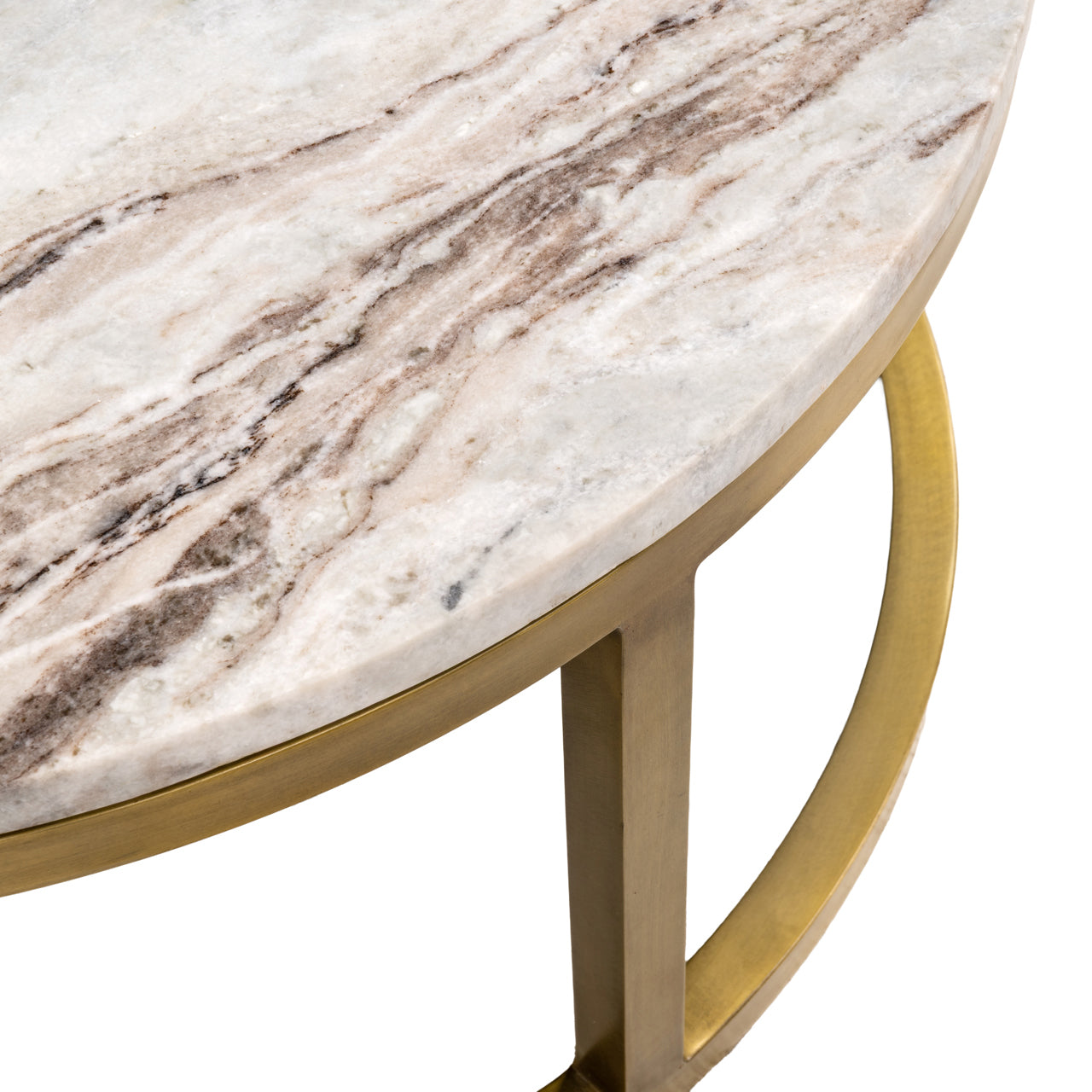 Sada konferenčních stolků BOTTEGA zlatá s mramorovou deskou