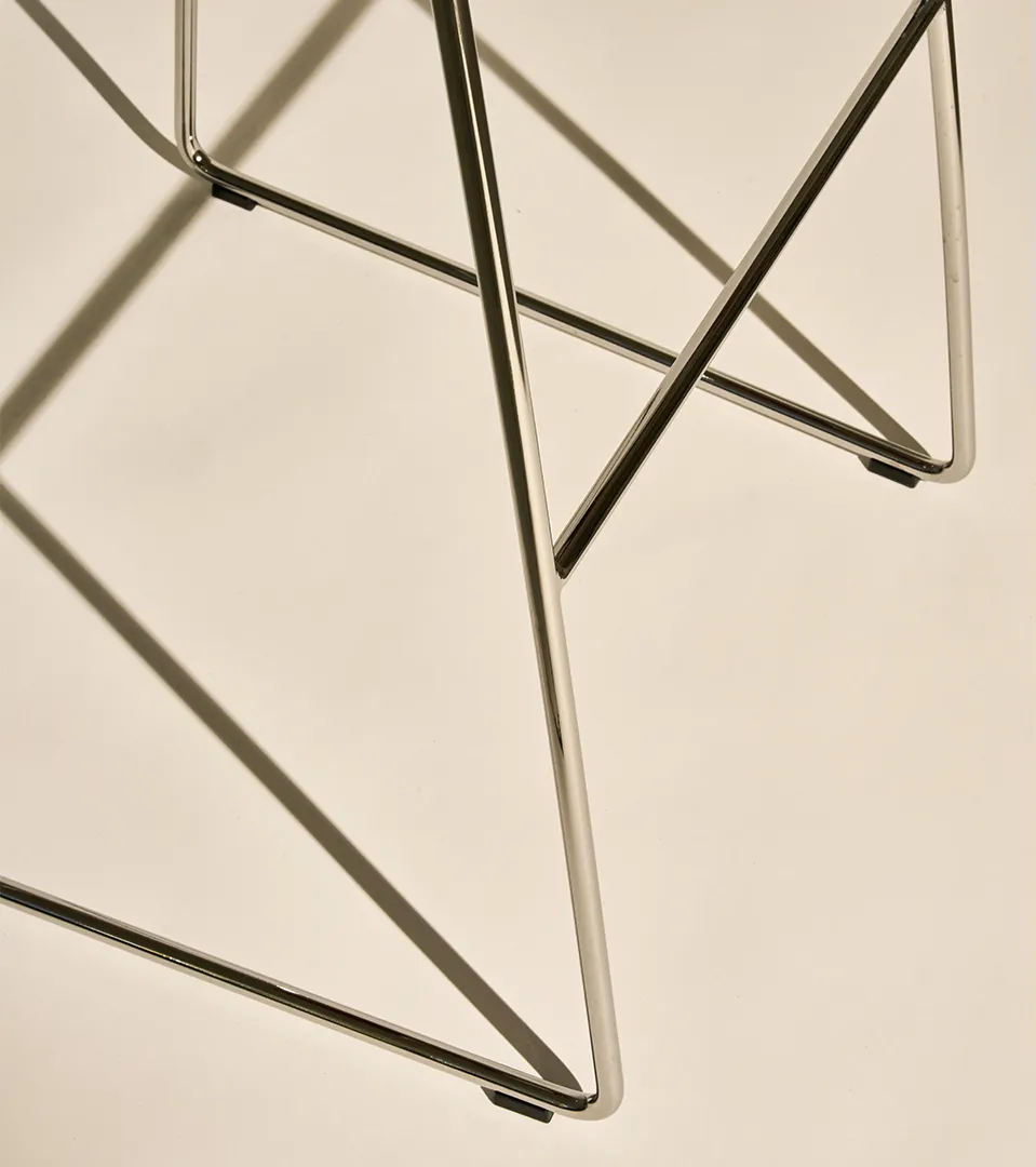 GUBI 3D upholstered stool with chrome base