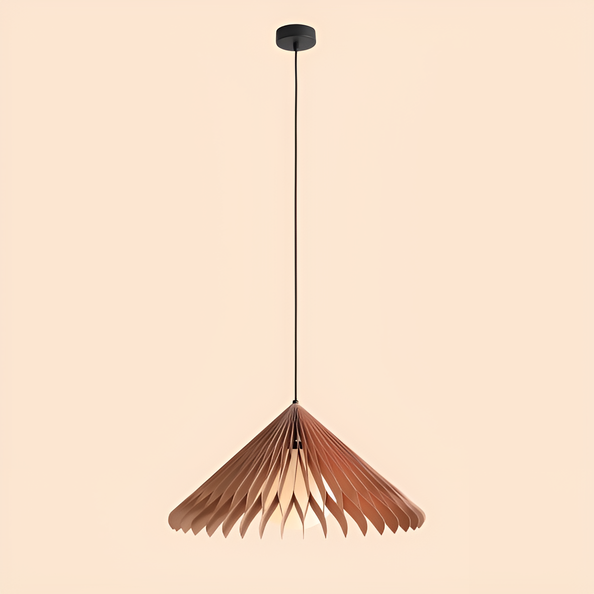 Nature sun hanging lamp beech wood