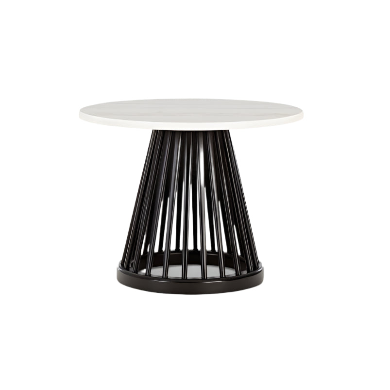 Coffee table fan white marble with a black base