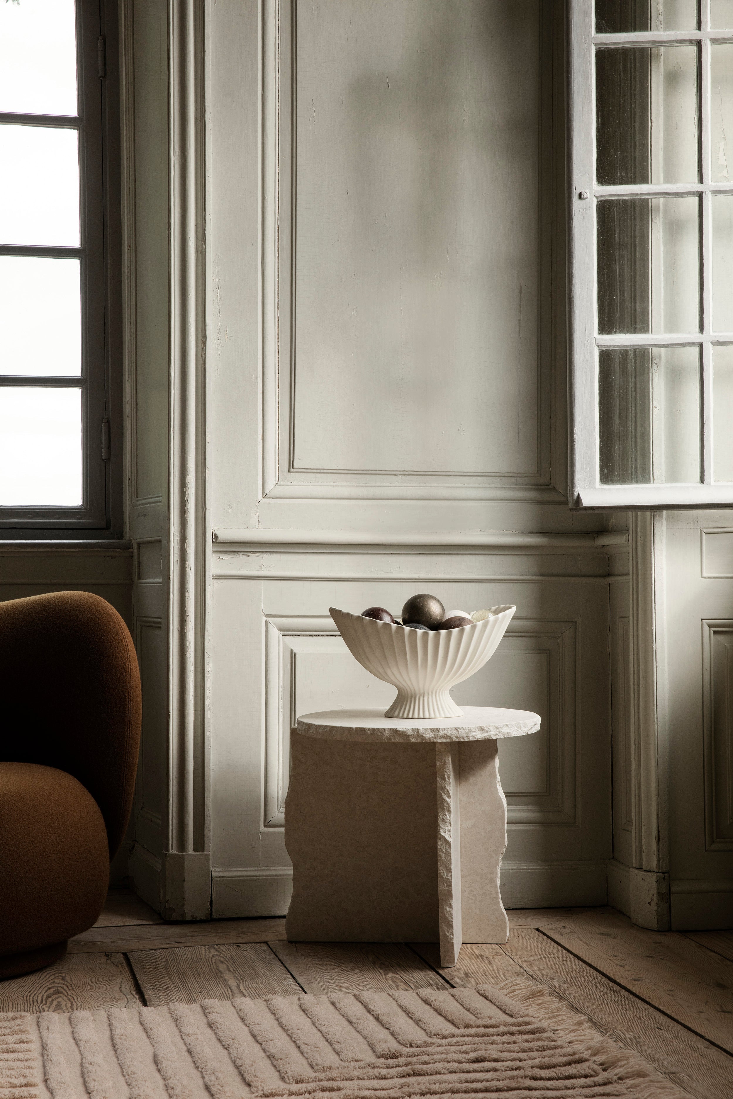 Side table mineral white marble