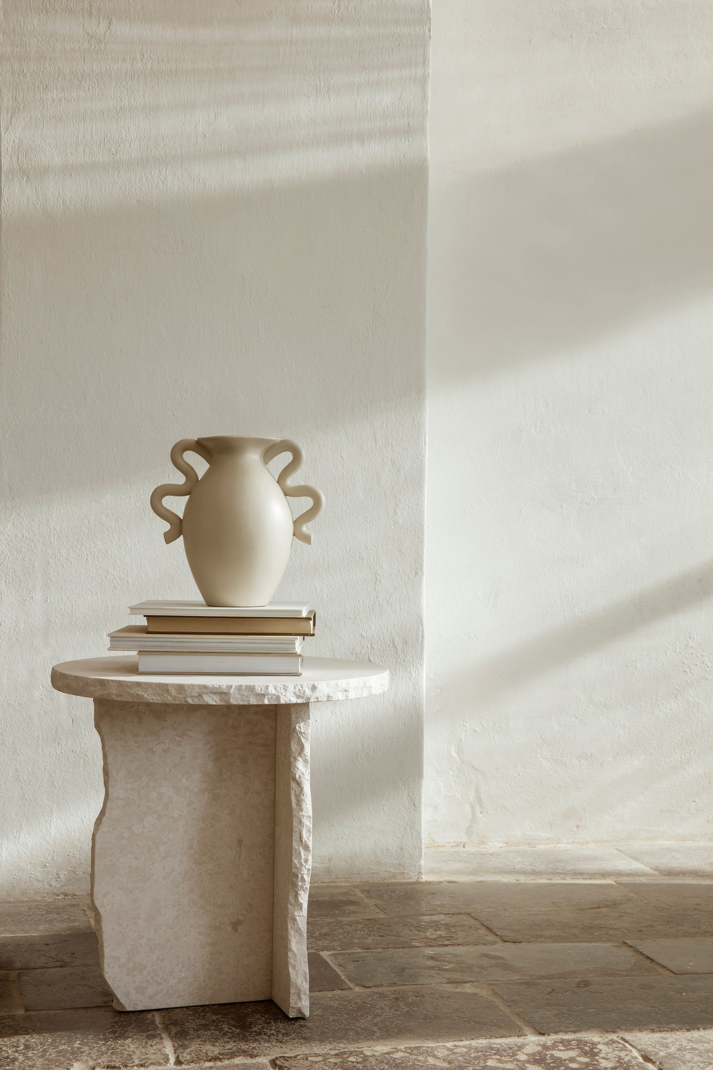 Side table mineral white marble