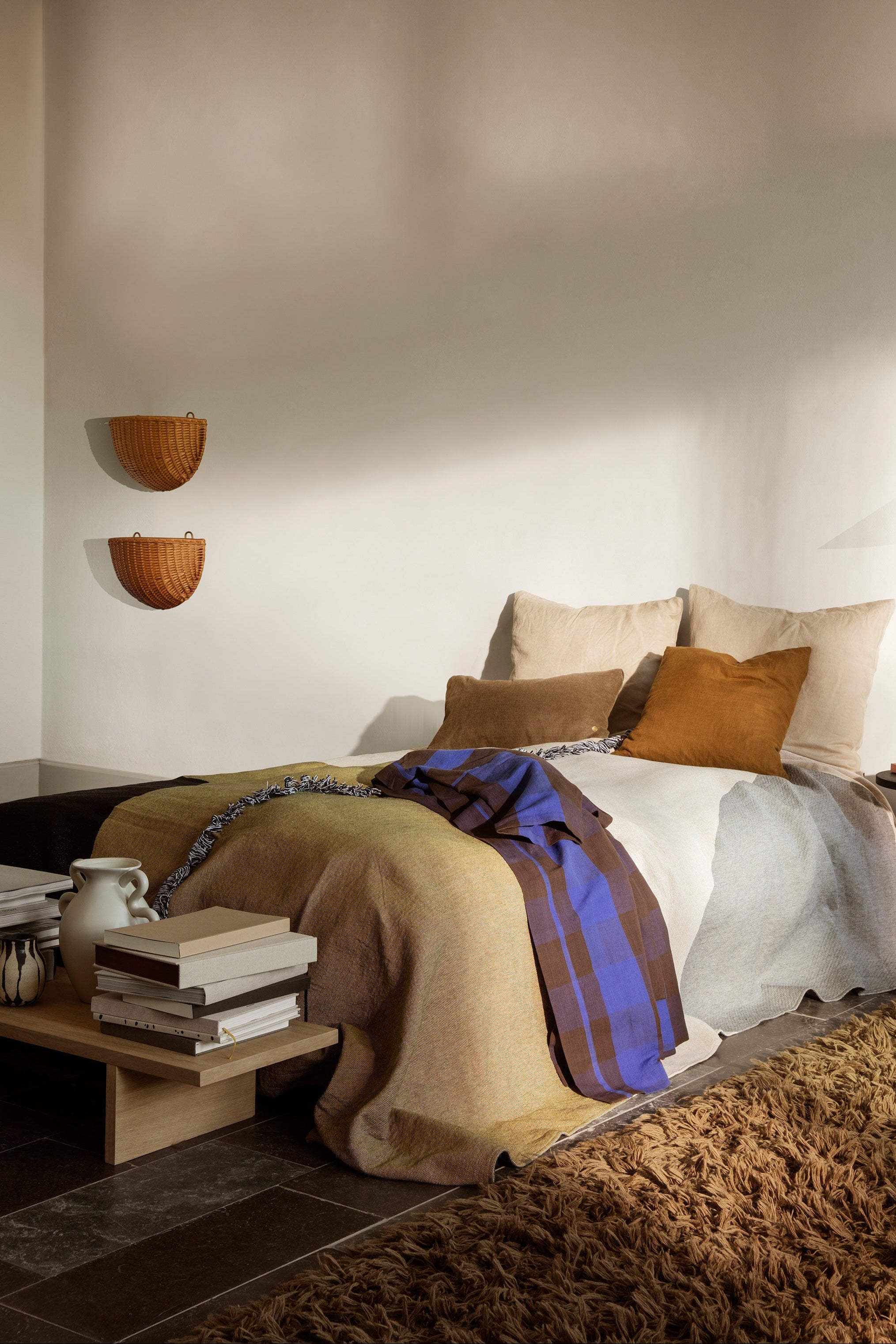 Braided Wall Pockets Hanging Basket Set woven rattan