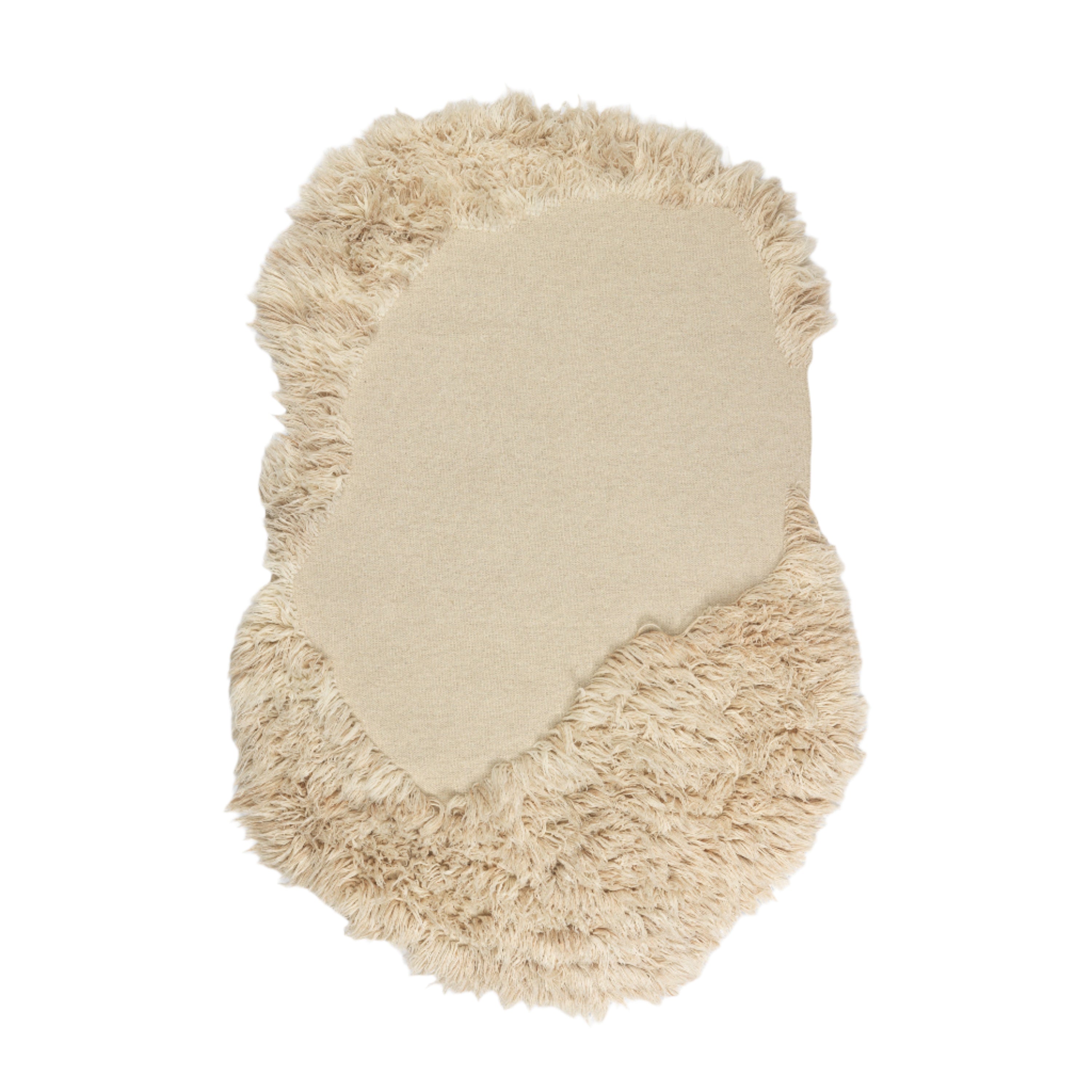 Oval rug NORTE broken white with long pile