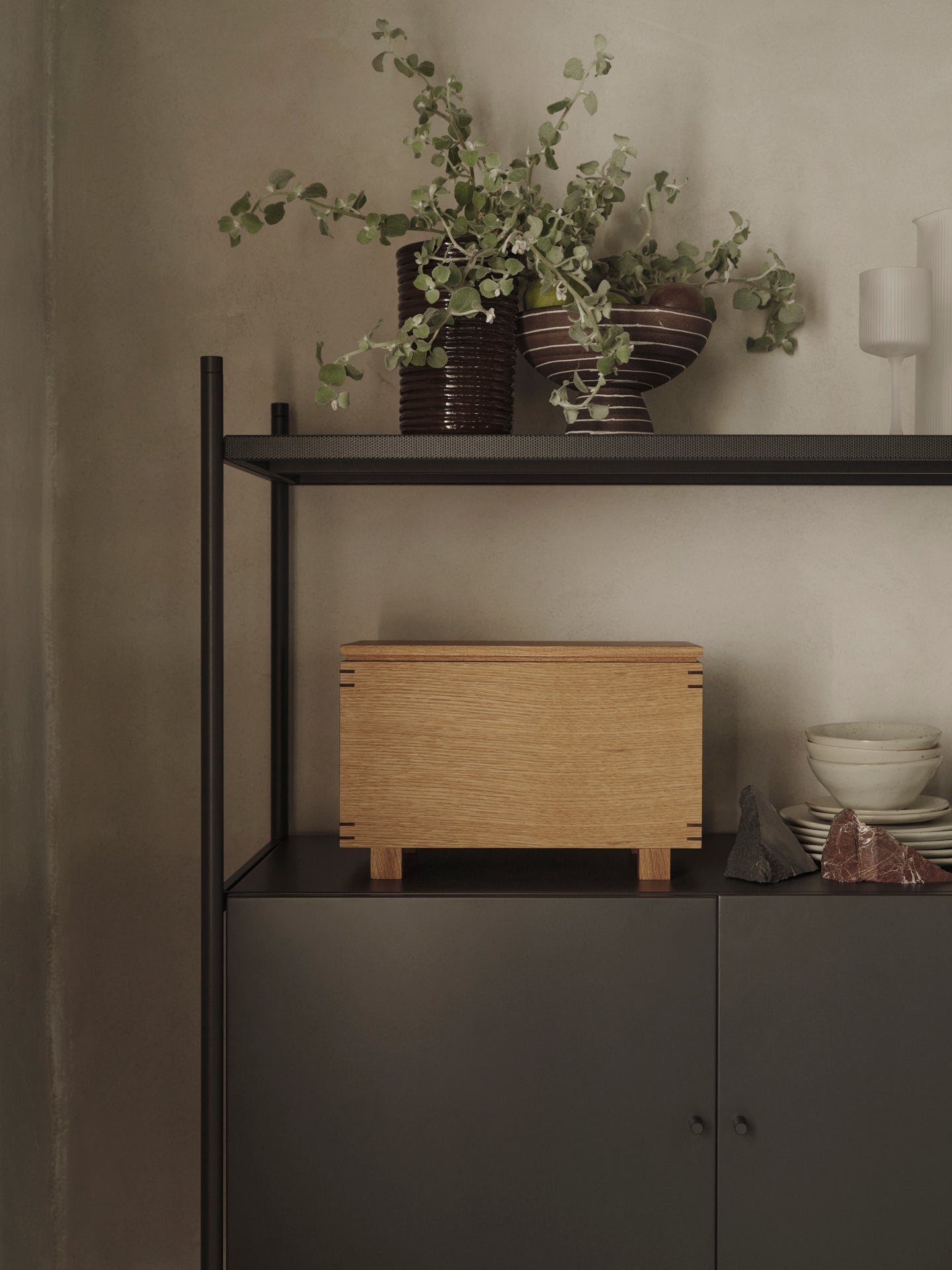 Punctual anthracite modular cabinet