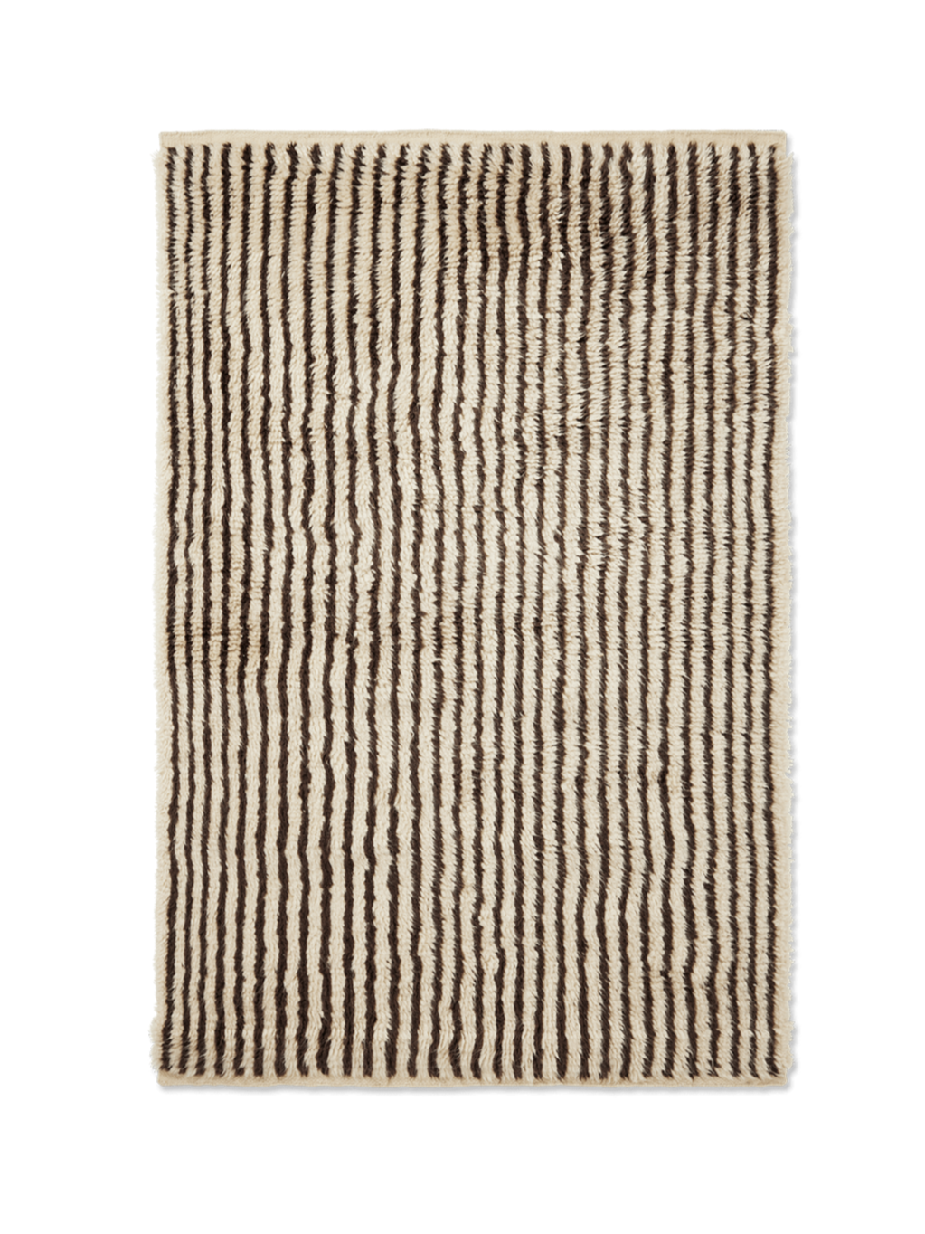 KAMI KNOTTED brown rug with long pile and beige