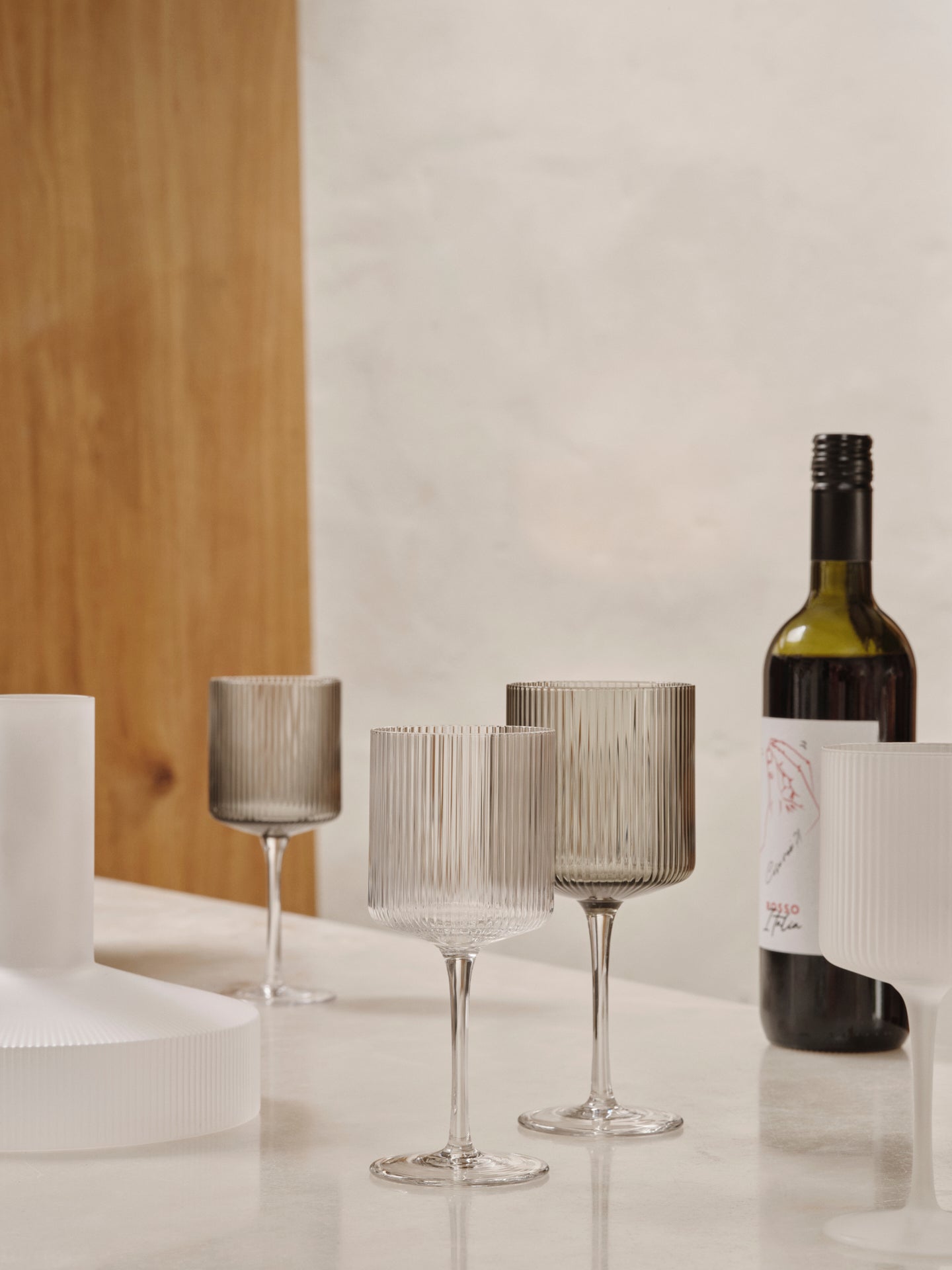 Ripple Smoked Glass Red Wine Glass Set