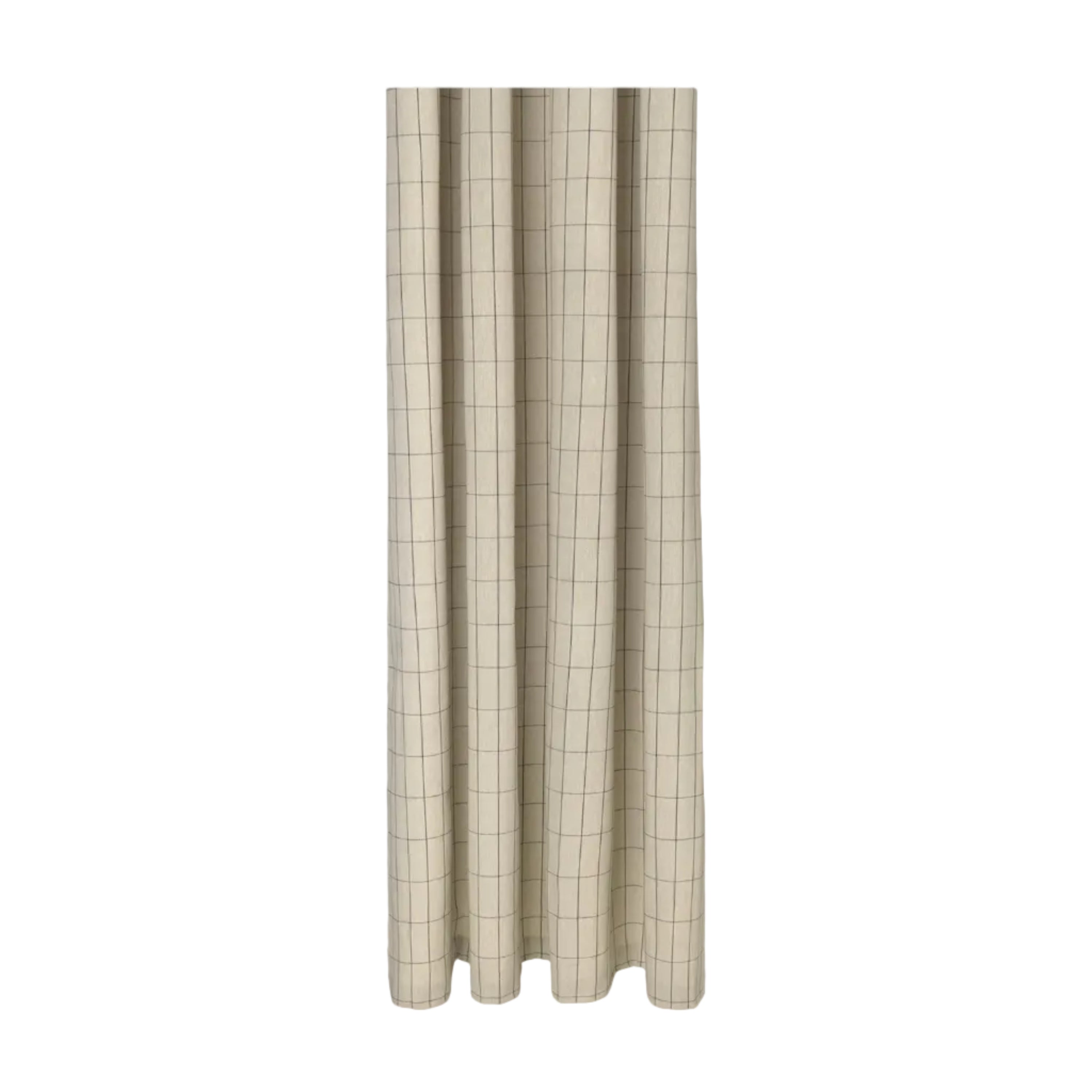CHAMBRAY Shower Curtain Beige with Black Checkered Pattern
