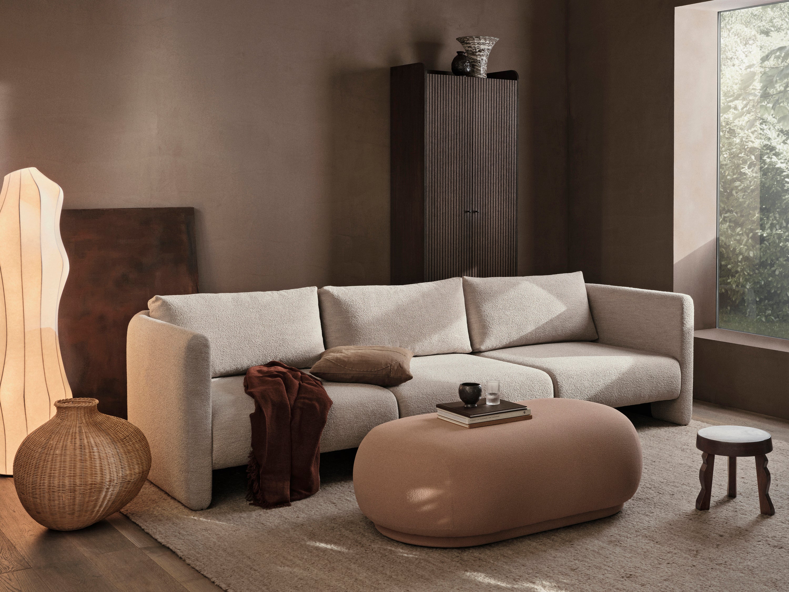 Ottoman rico faded velvet sand