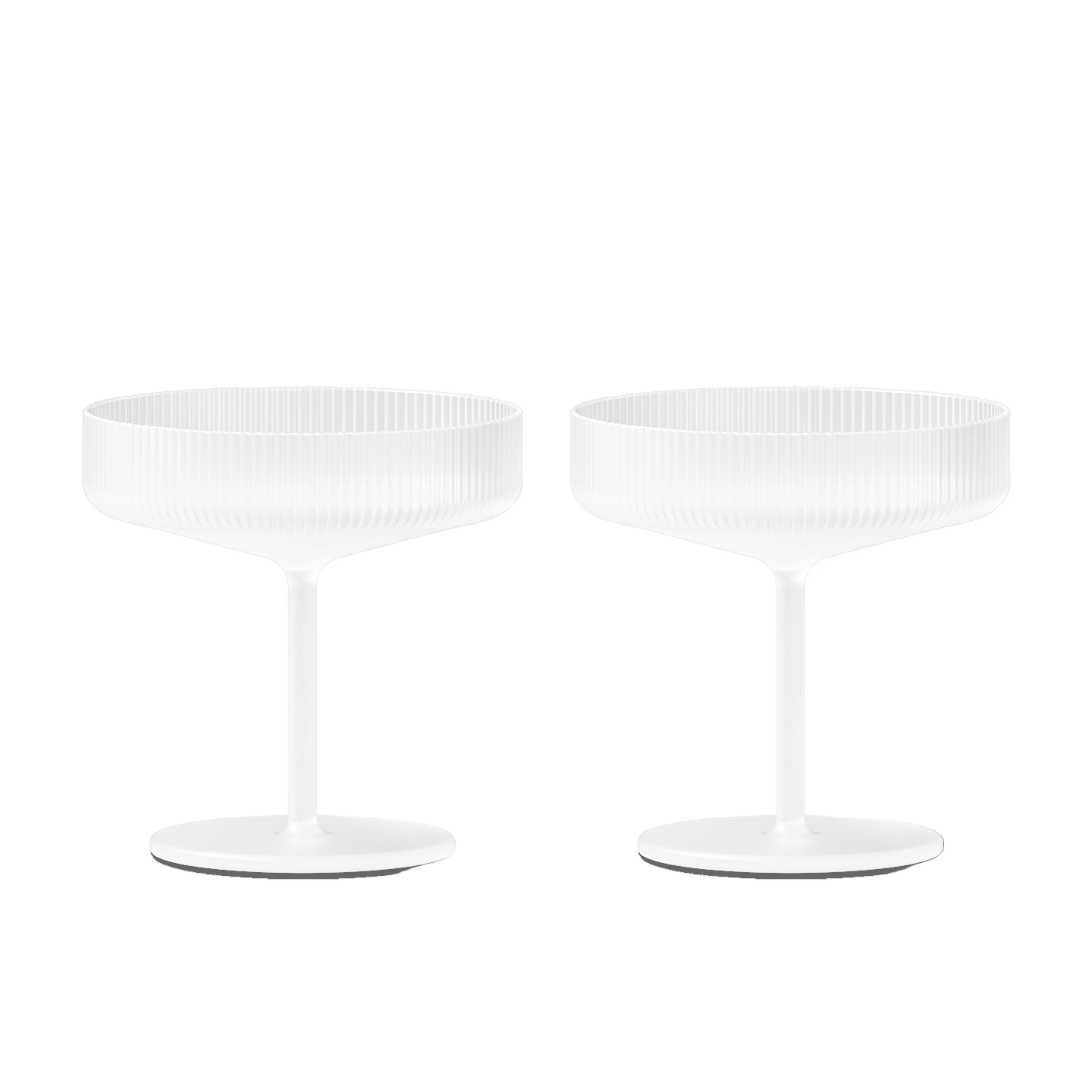 Sada skleniček na šampaňské RIPPLE SAUCERS bílé sklo