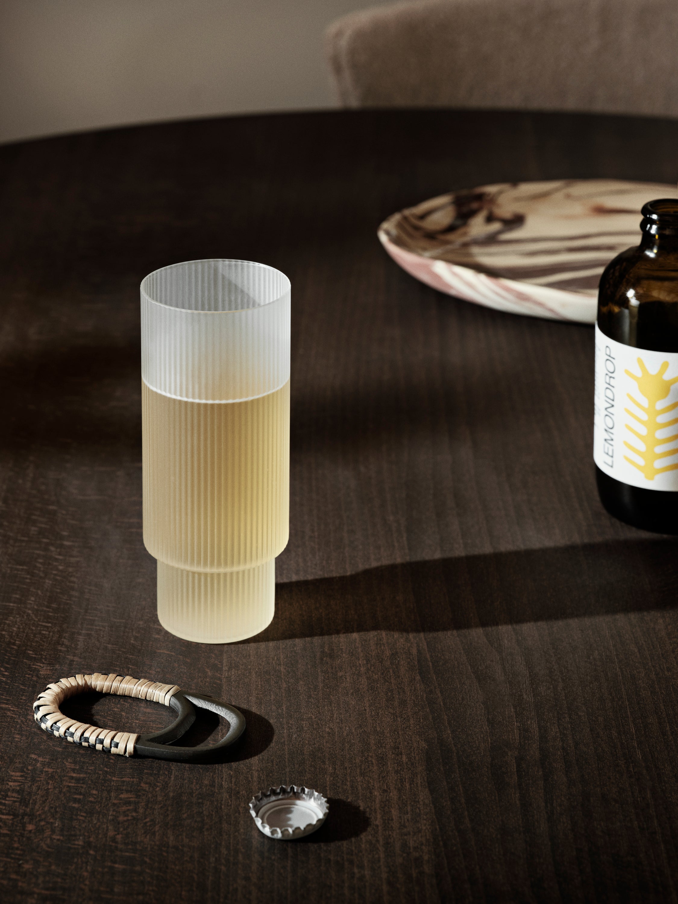 Ripple Long Drink Cocktail Glass Set White Glass