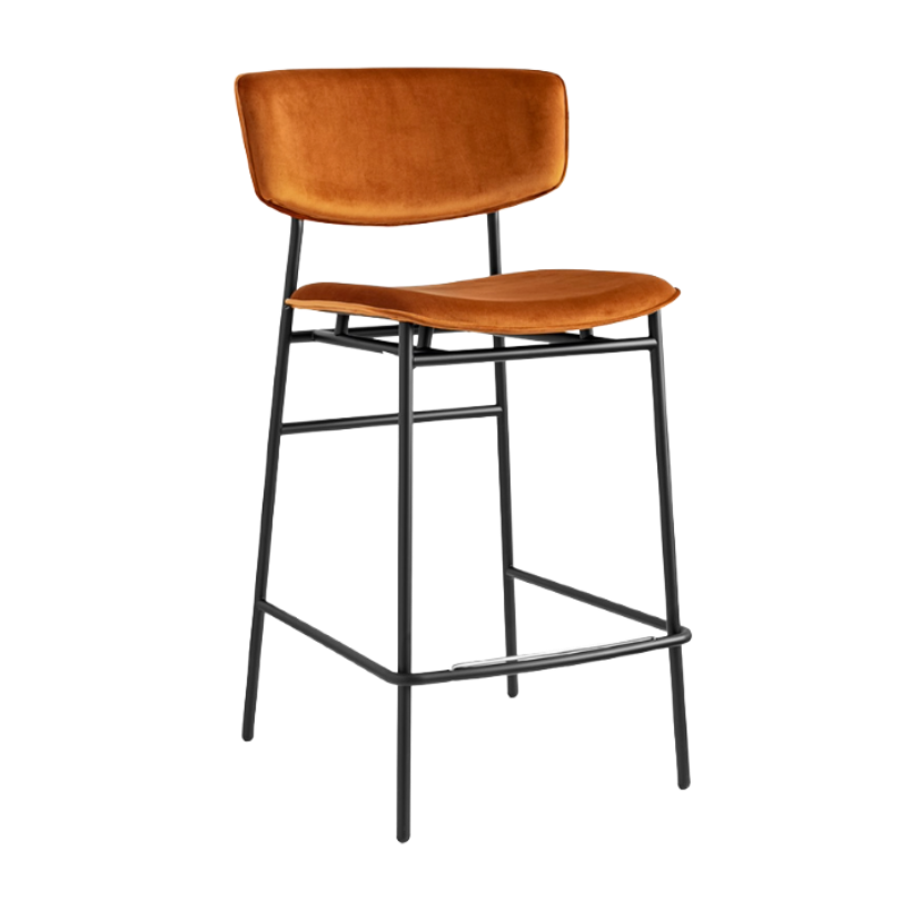 FIFTIES upholstered bar stool with a black base